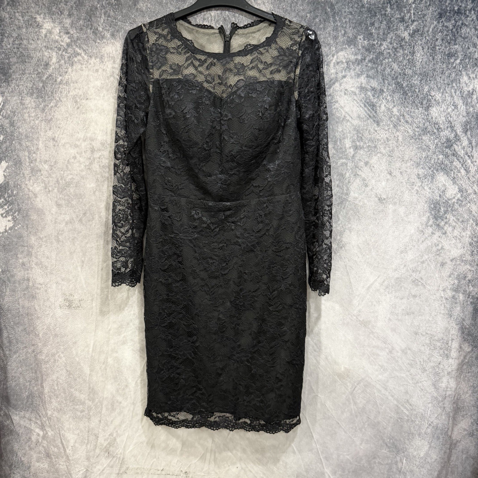 JJ’s House Women’s US 12 Black Lace Long Sleeve Sheath Cocktail Formal Dress New JJ’s House Women’s US 12 Black Lace Long Sleeve Sheath Cocktail Formal Dress New
