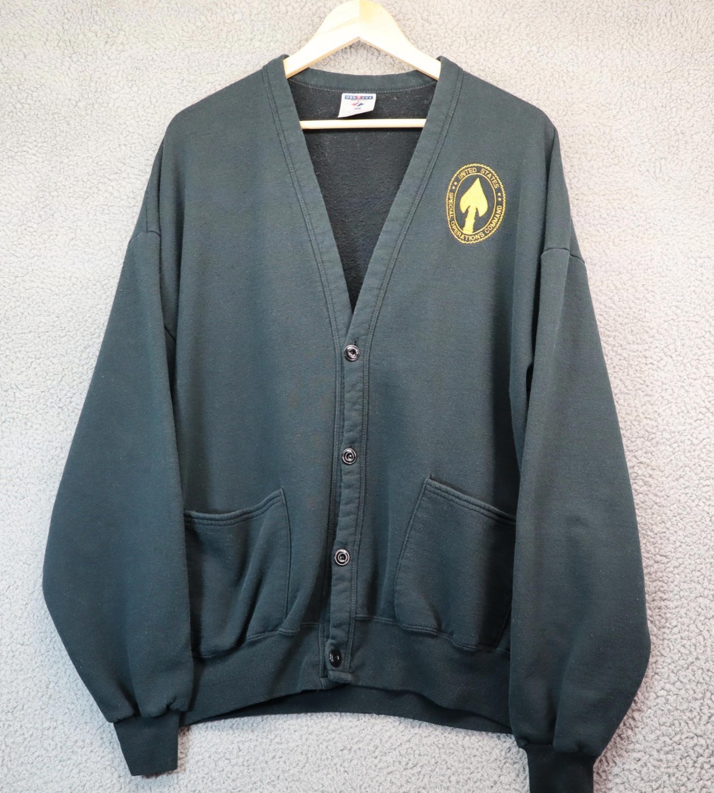 Mens USSOCOM Jacket Cardigan Black Special Ops SOCOM Vtg