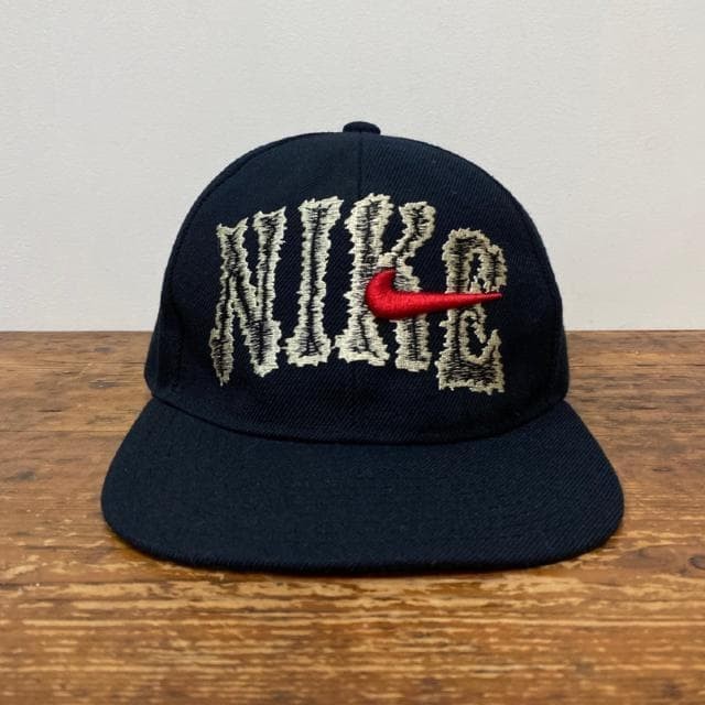 Vintage 90s Nike 6-Panel Snapback Cap Black USA Made Big Logo