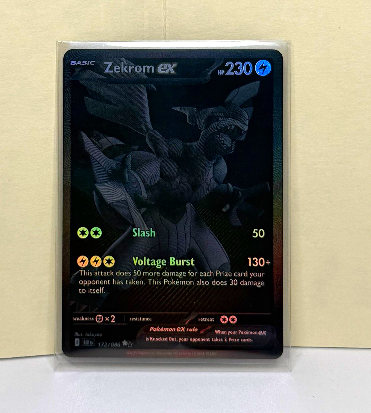 Pokémon TCG Zekrom ex Sv: Black Bolt Full Art Holo 172/086 English HP 230 Pokémon TCG Zekrom ex Sv: Black Bolt Full Art Holo 172/086 English HP 230