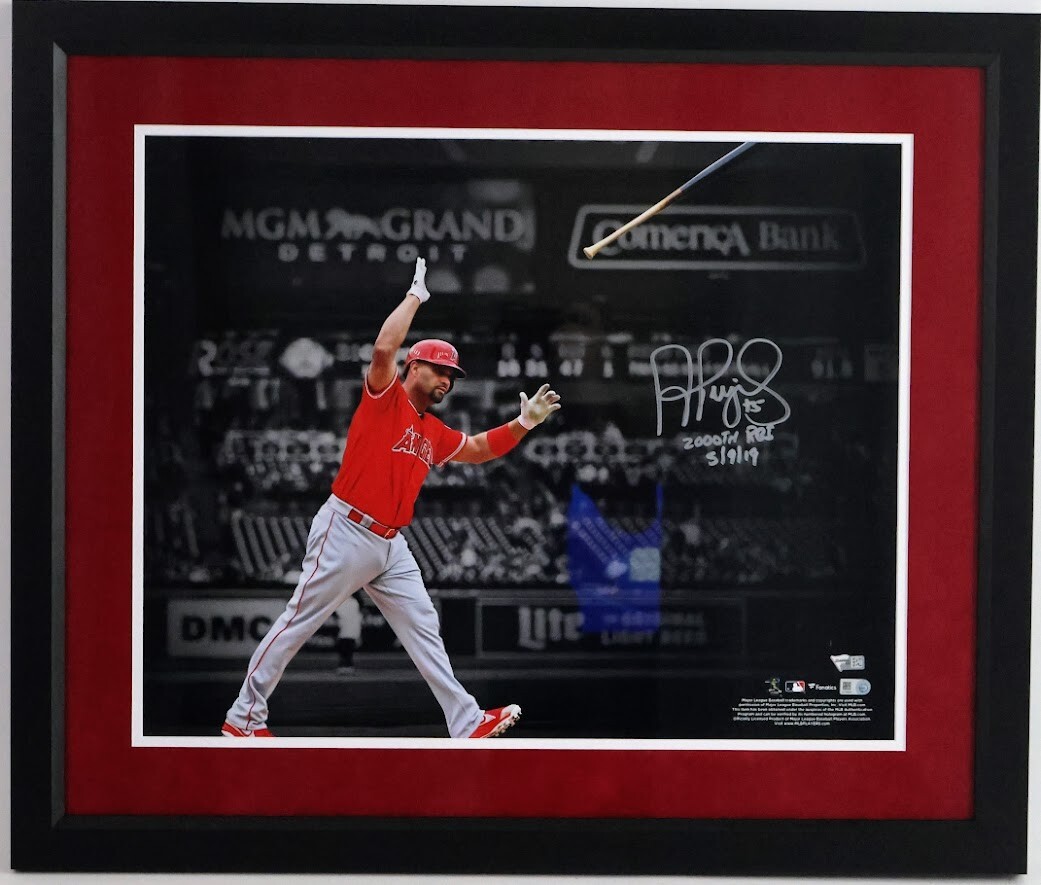 Albert Pujols Autographed & Inscribed 16x20 Photo Framed– LA Angels Fanatics COA