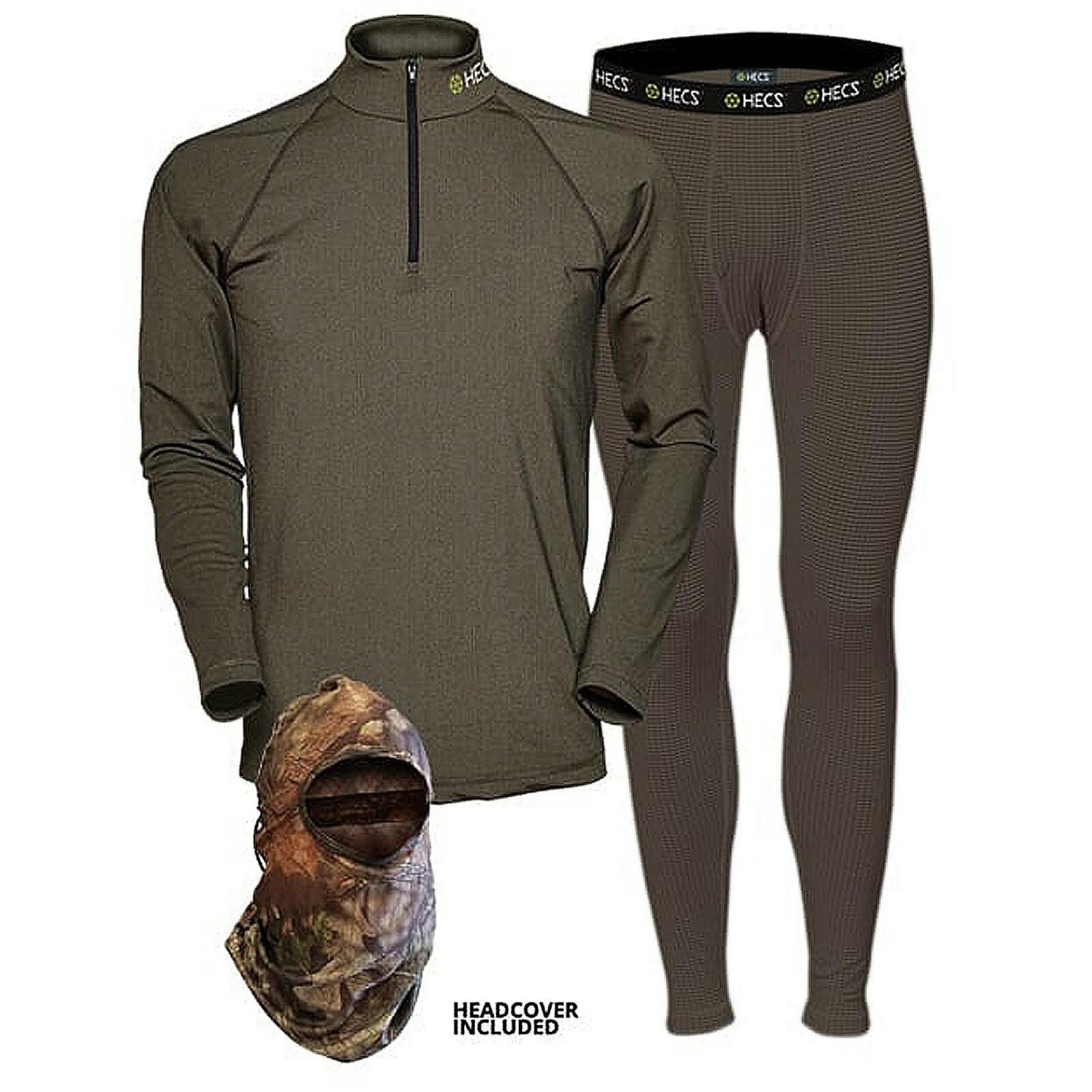 XL HECS High-Performance Base Layer 3-Piece Hunting Suit — Olive Green