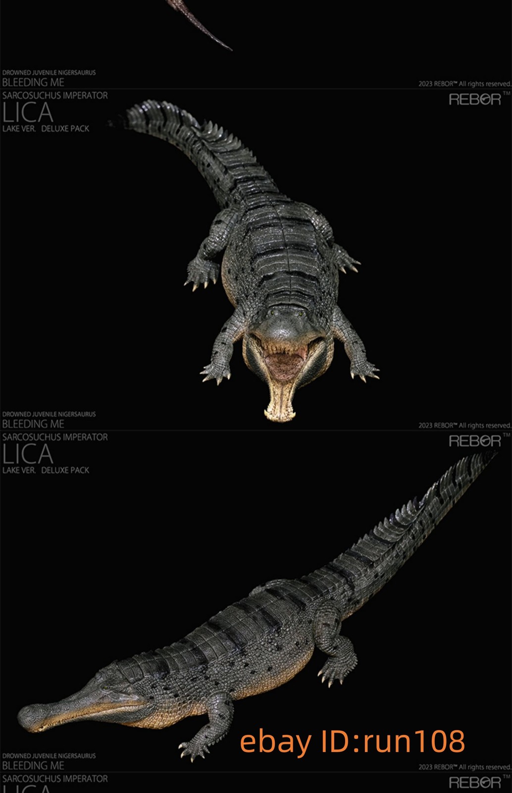 REBOR Jurassic King Crocodile Deinosuchus Lake Model 45cm with Dino Accessory
