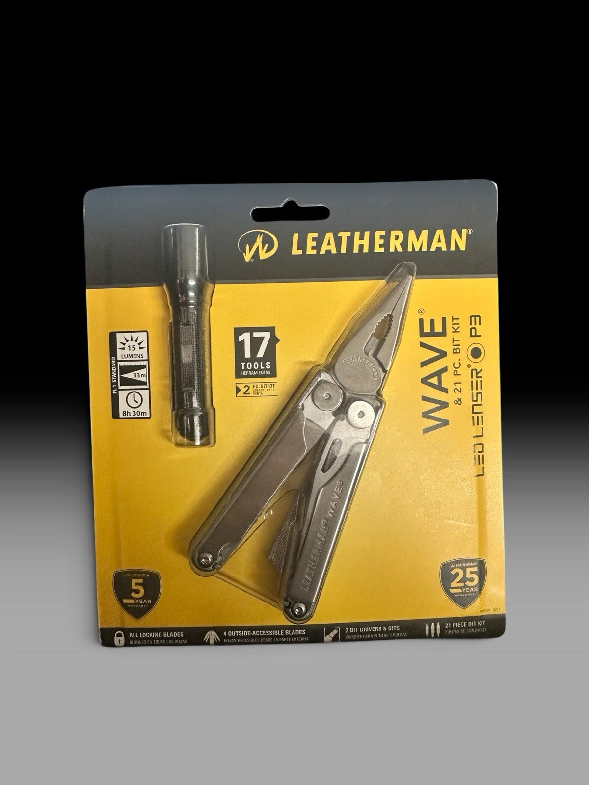 Leatherman Wave Plus Multi-Tool 17 in 1- w/Bit Kit, Led Lenser P3 - 831529