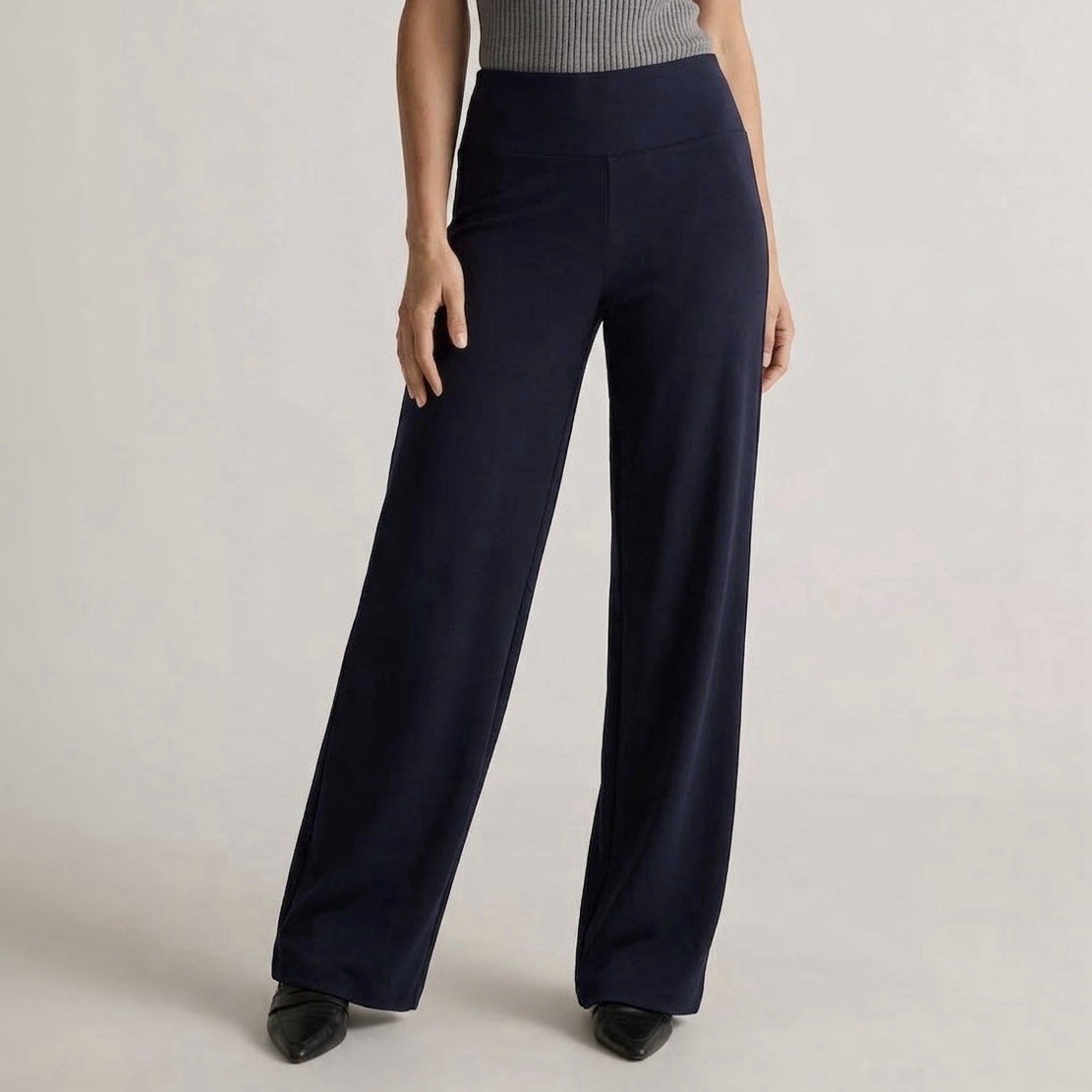 NEW J. Jill Women‘s S Pants Navy Blue Wearever Wide Leg Pull On Stretch Knit