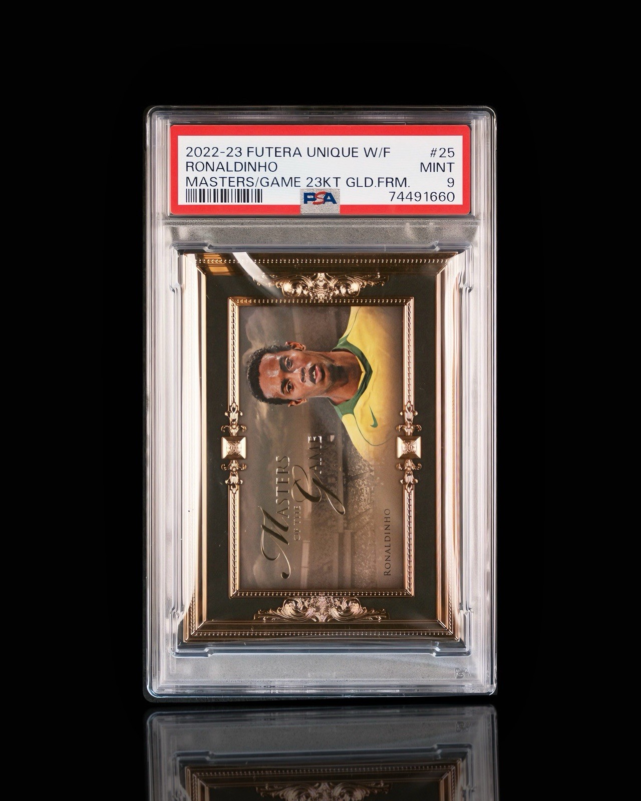 2022 Futera Unique Ronaldinho 23 KT Gold Frame Game Worn Jersey Patch PSA 9 RARE 2022 Futera Unique Ronaldinho 23 KT Gold Frame Game Worn Jersey Patch PSA 9 RARE
