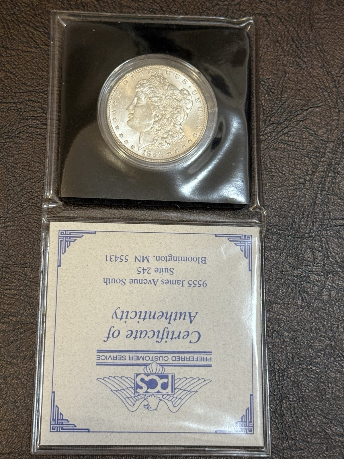 1888-O Morgan Dollar Near Ch. BU IN PCS VINTAGE HOLDER . 1888-O Morgan Dollar Near Ch. BU IN PCS VINTAGE HOLDER .