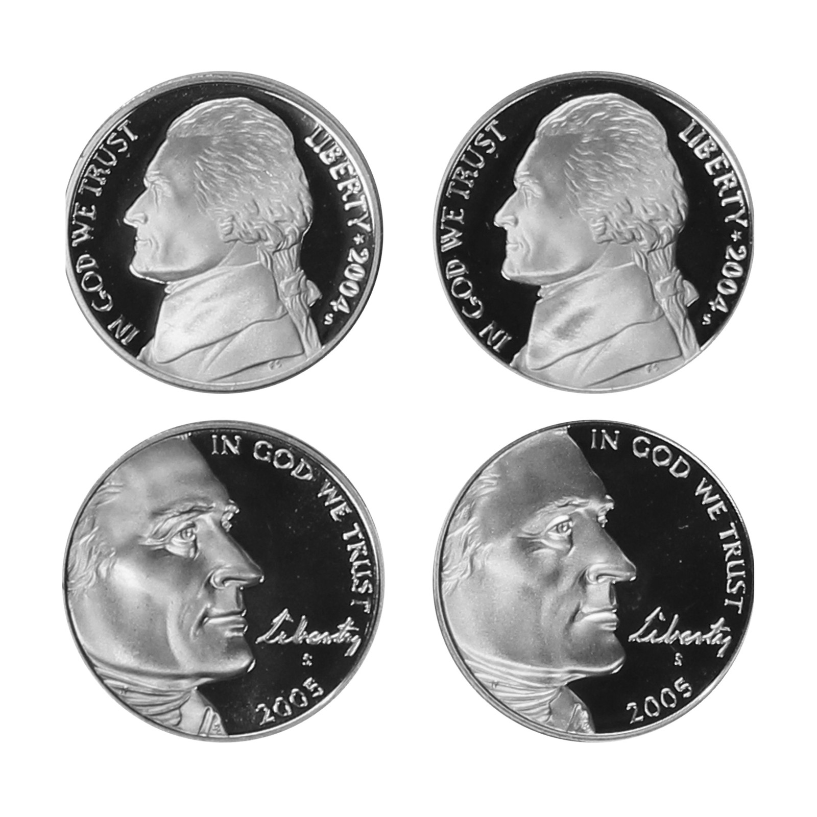 2004 - 2005 S Jefferson Nickel Proof Westward Journey 4 Coin Run