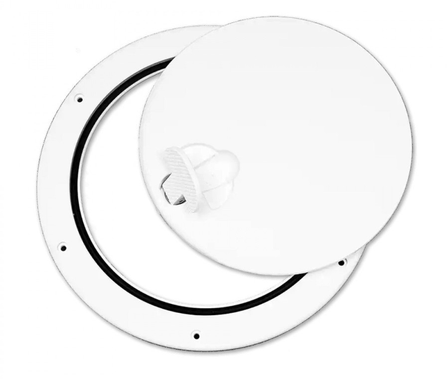 Bomar Gray Series 10? Dia Round Locking Molded Deck Plate w/ Non-Skid Bomar Gray Series 10? Dia Round Locking Molded Deck Plate w/ Non-Skid