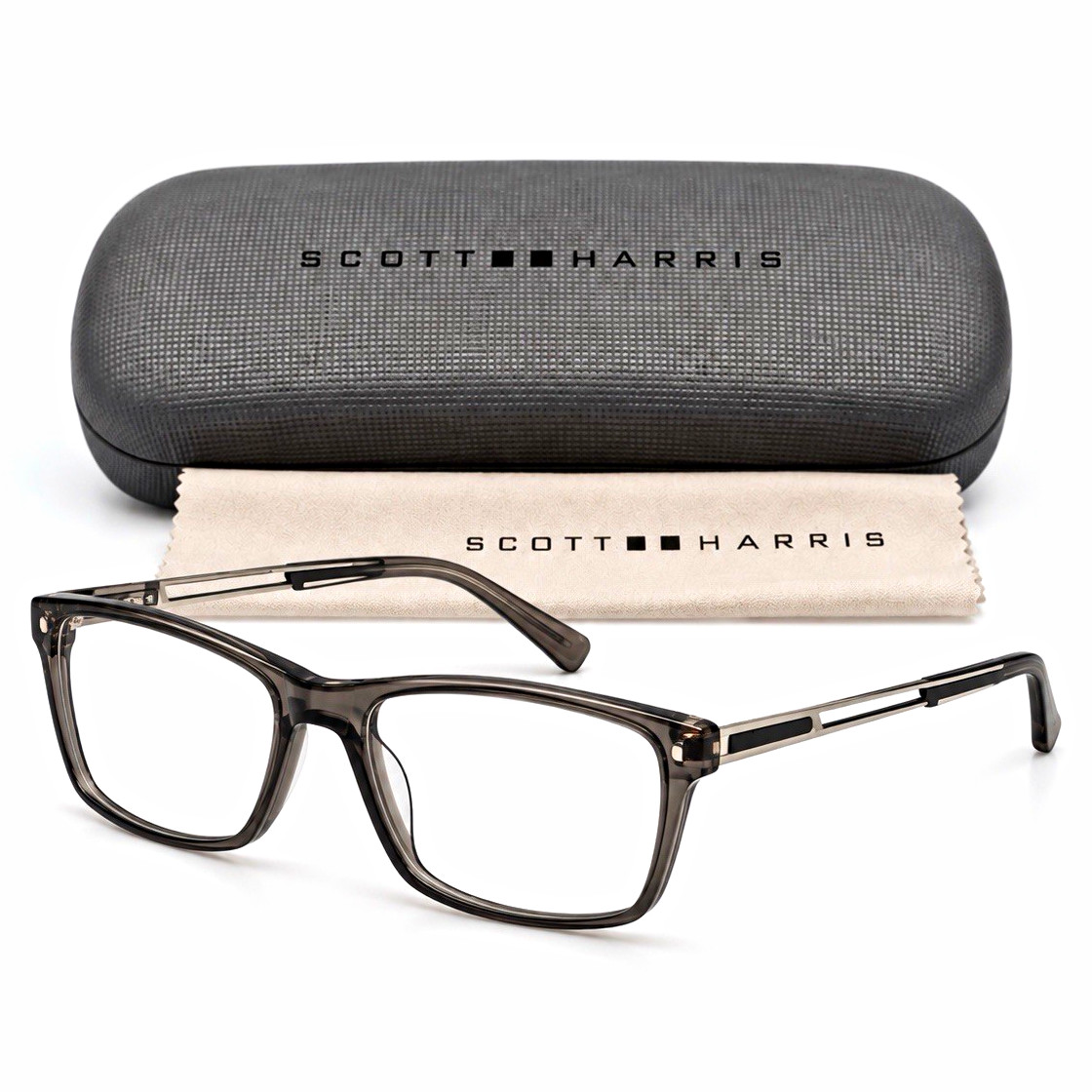 Scott Harris Europa SH-508 Gray Square Eyeglasses Frames Plastic/Metal 53-17-143