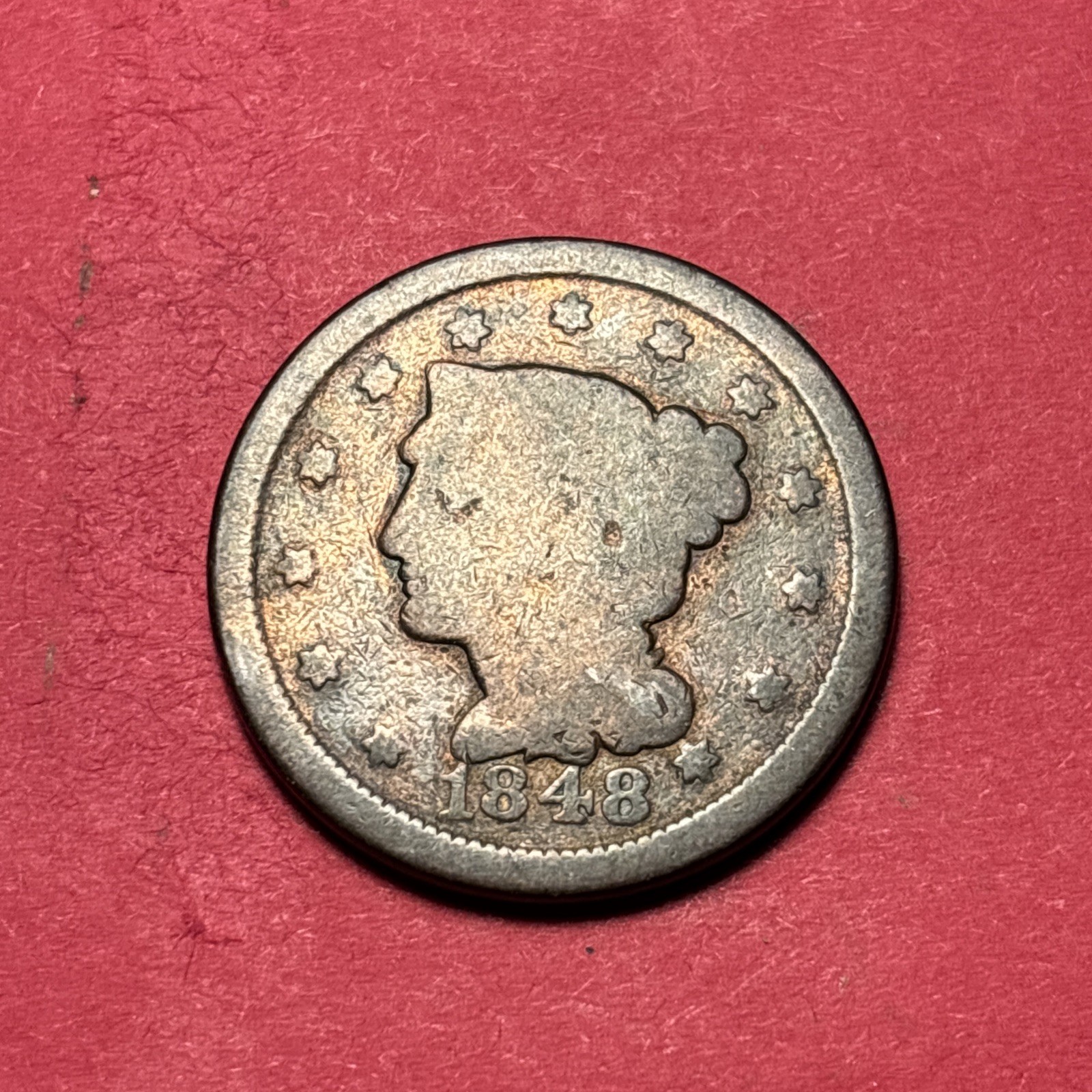 (1) Beautiful Antique 1848 Braided Hair Large Cent/Penny G-GOOD NICE FILLER (1) Beautiful Antique 1848 Braided Hair Large Cent/Penny G-GOOD NICE FILLER