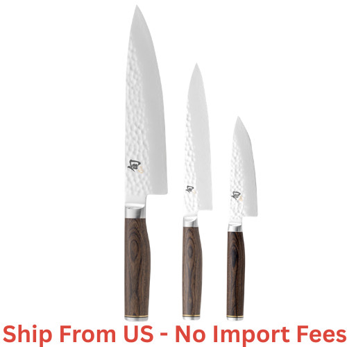 SALE (Authentic) Shun Premier Starter Knives, Set of 3, Walnut Color, SALE (Authentic) Shun Premier Starter Knives, Set of 3, Walnut Color,