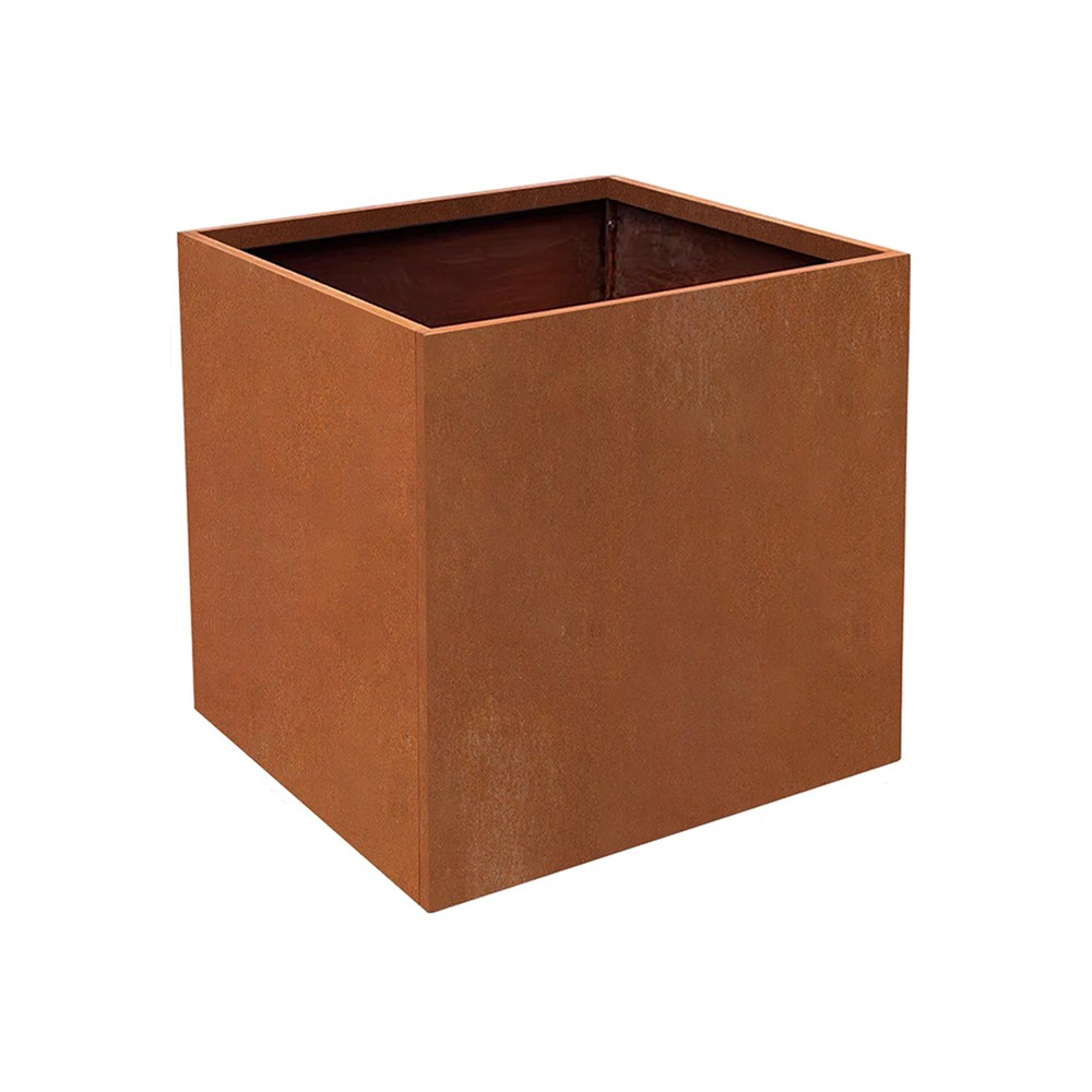 24x24x24 Inch Large Corten Steel Planters Metal Garden Planters for Outdoor Yard
