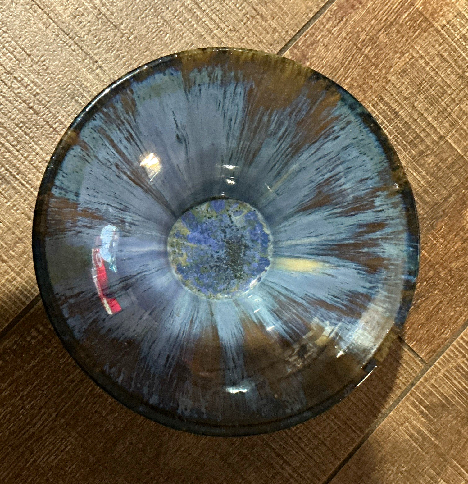 Antique FULPER ART POTTERY 7.5 footed bowl #447 BLUE FLAMBÉ DRIP GLAZE Racetrack Antique FULPER ART POTTERY 7.5 footed bowl #447 BLUE FLAMBÉ DRIP GLAZE Racetrack