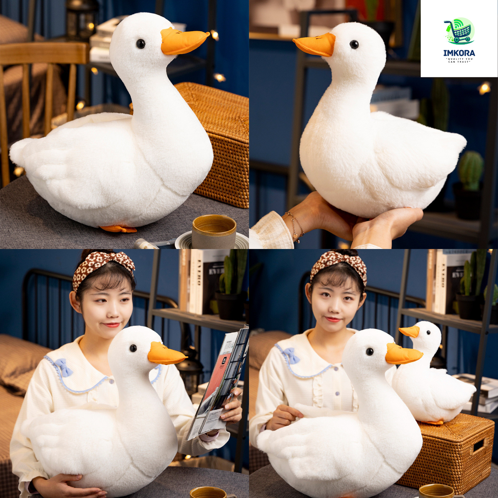 Cute White Duck Plush Toy Soft Stuffed Animal Lifelike Duck Pillow Kids Gift25cm