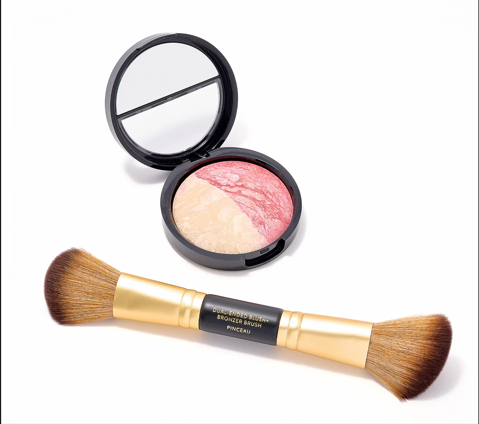Laura Geller Baked Foundation Blush Split Pan Fair with Dual Ended Brush