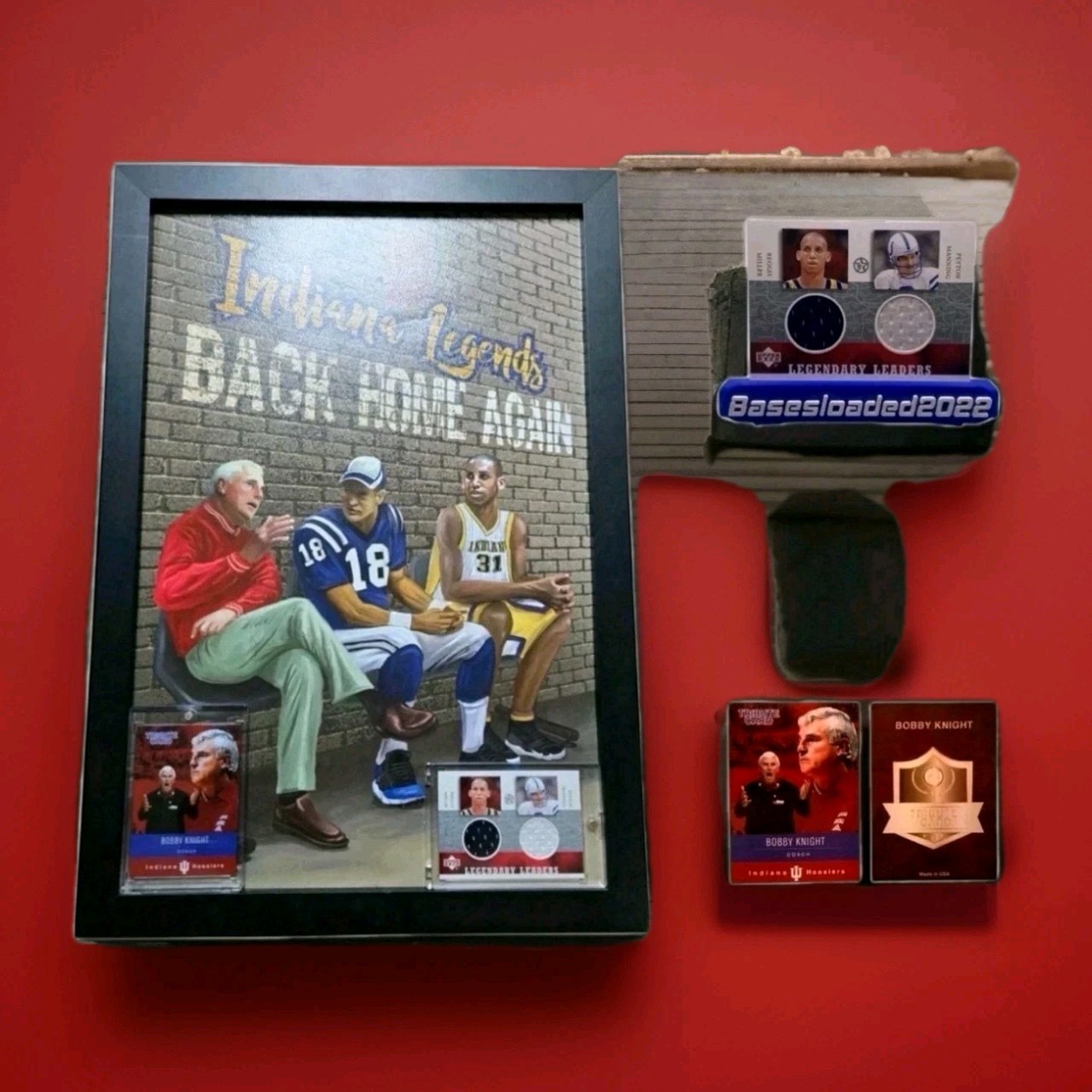 Indiana Legends Framed Poster Bobby Knight Reggie Miller Peyton Manning + Cards