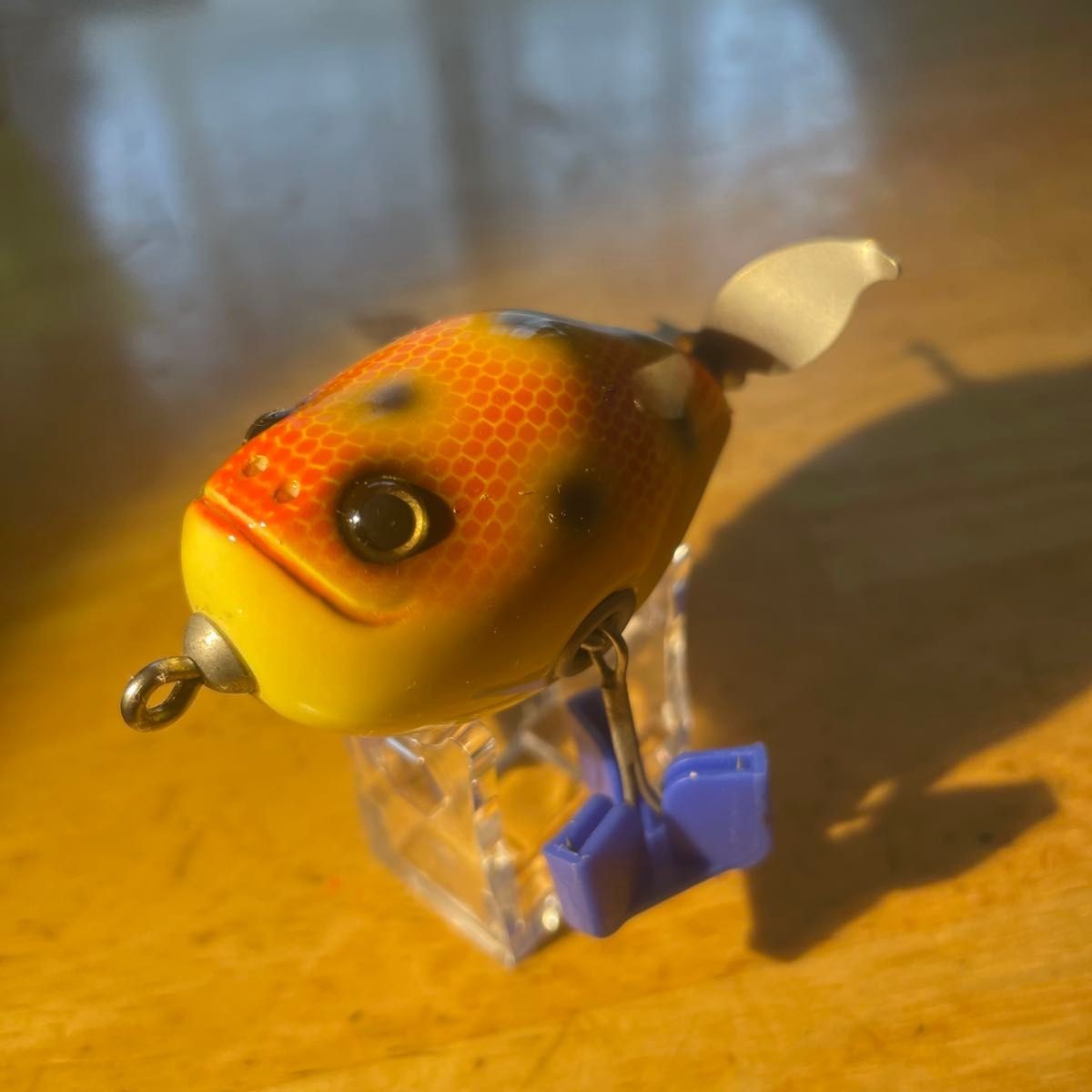 Vintage Arcadia Reef Smiley Wood Frog Topwater Lure Orange Japan Vintage Arcadia Reef Smiley Wood Frog Topwater Lure Orange Japan