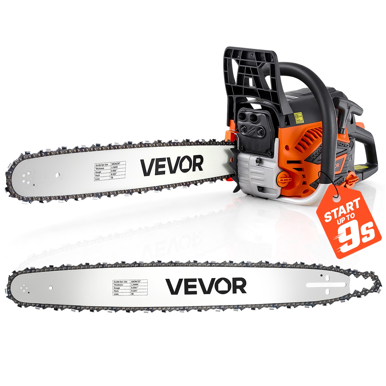 VEVOR Gas Powered Chainsaw 62CC 20