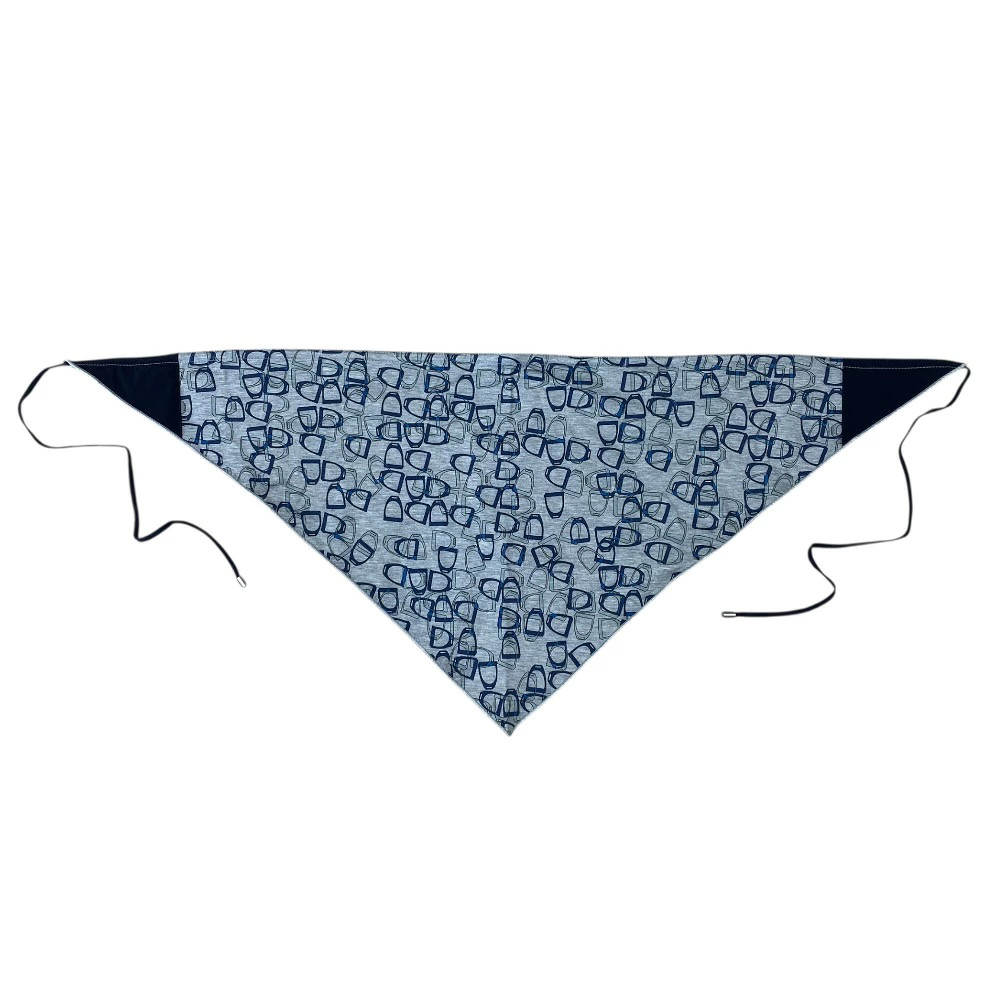 Hermes City Running Triangle Scarf Stole Navy Grey Cotton