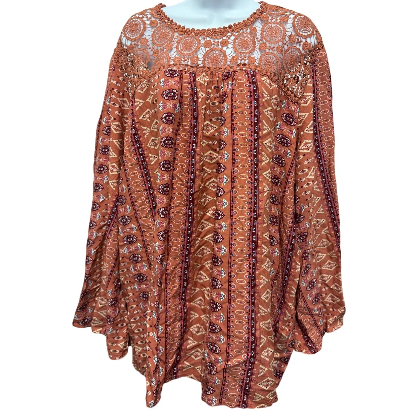 Weekend Suzanne Betro 4X Womens Tunic Orange Embroidered Lace Long Sleeve knit Weekend Suzanne Betro 4X Womens Tunic Orange Embroidered Lace Long Sleeve knit