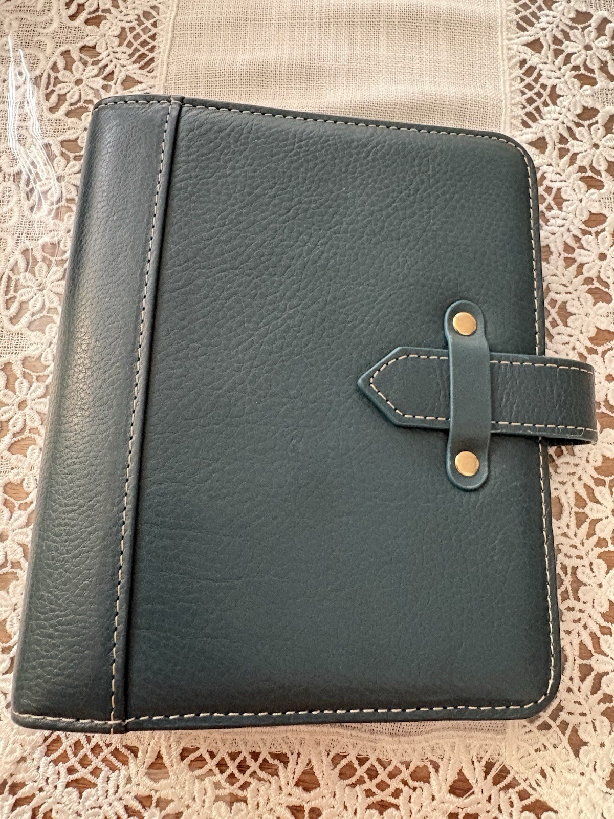 Franklin covey Vintage Aurora Full Grain Italian Leather Compact Blue Mirage Franklin covey Vintage Aurora Full Grain Italian Leather Compact Blue Mirage