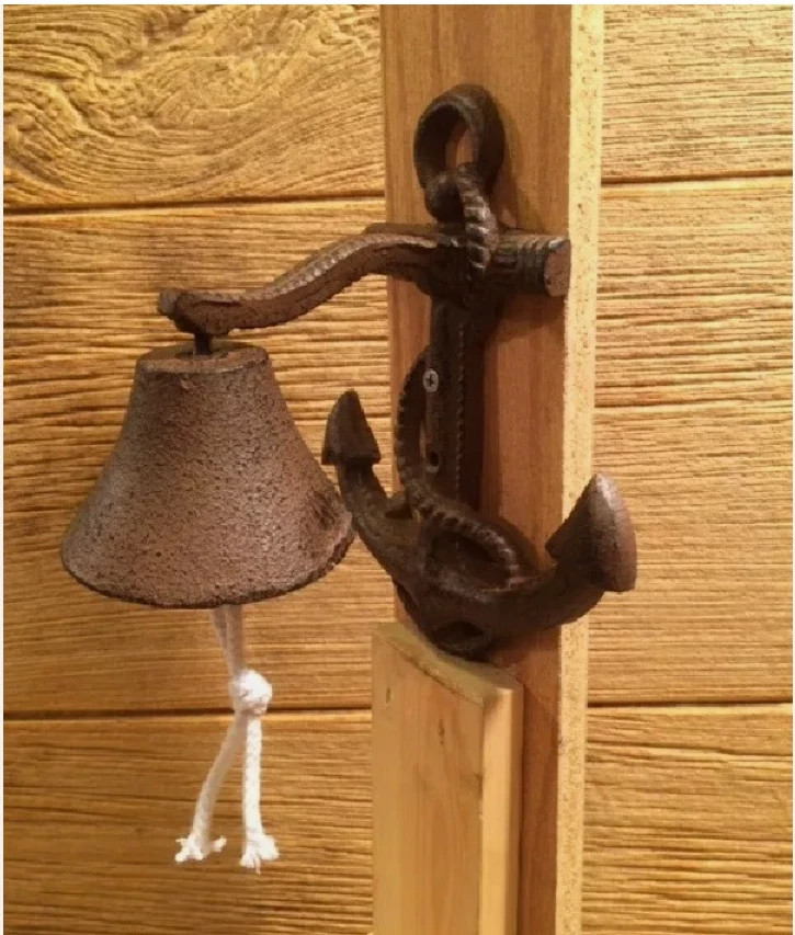 Handcrafted Nautical Decor Rustic Copper Cast Iron Wall Mounted Anchor Bell 8 Handcrafted Nautical Decor Rustic Copper Cast Iron Wall Mounted Anchor Bell 8