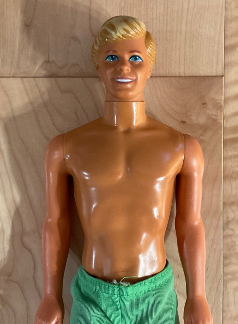 Blonde Molded hair Mattel 1980’s Ken , green swimsuit Blonde Molded hair Mattel 1980’s Ken , green swimsuit