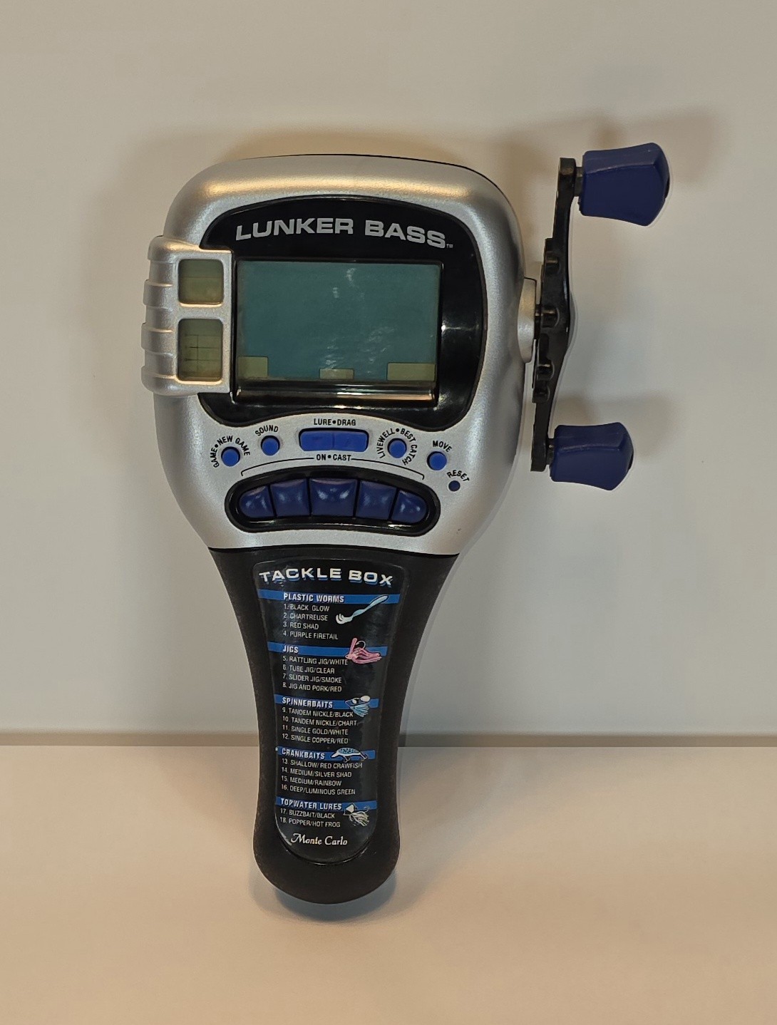 Radical Lunker Bass electronic hand held fishing game vintage 1997 tackle box Radical Lunker Bass electronic hand held fishing game vintage 1997 tackle box