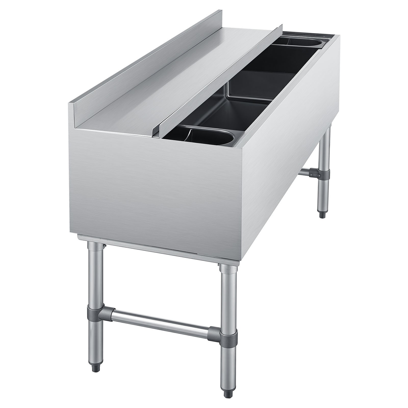 Uimoso 137.4 Qt Commercial Ice Bin 48 x 19in Underbar Ice Bin with Sliding Cover