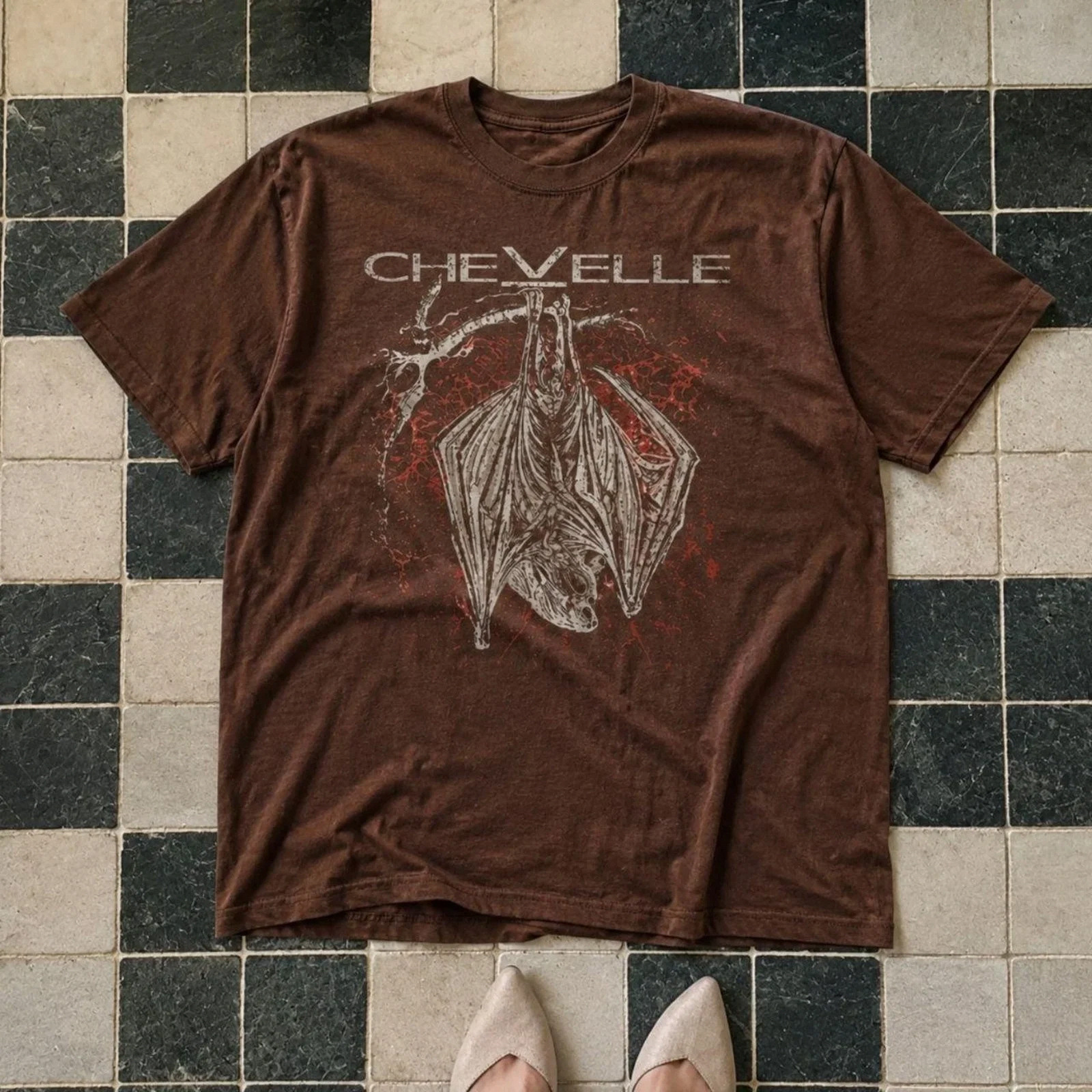 Chevelle Bat Vintage Graphic Tee Brown Unisex Cotton Rock Band T-Shirt