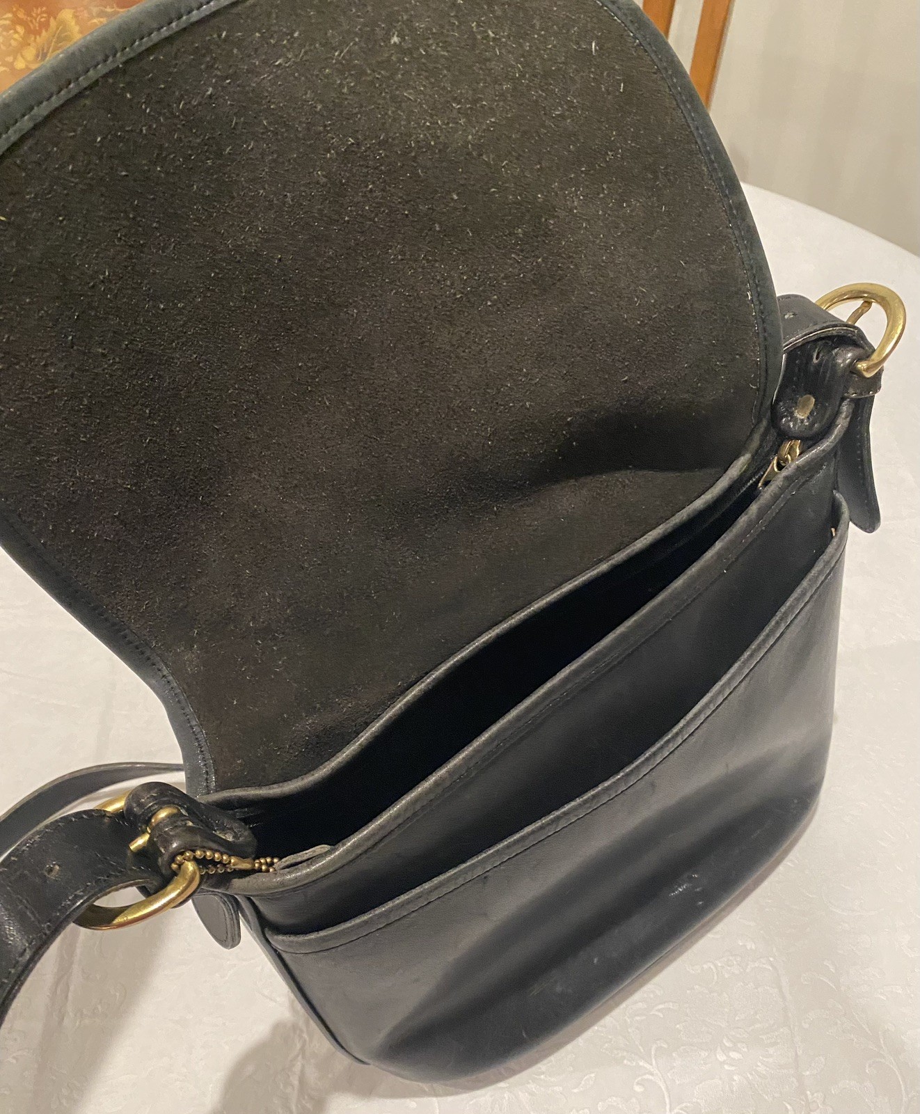 Vintage COACH Black Leather Fletcher Saddle Bag Purse C8P-4150 Vintage COACH Black Leather Fletcher Saddle Bag Purse C8P-4150