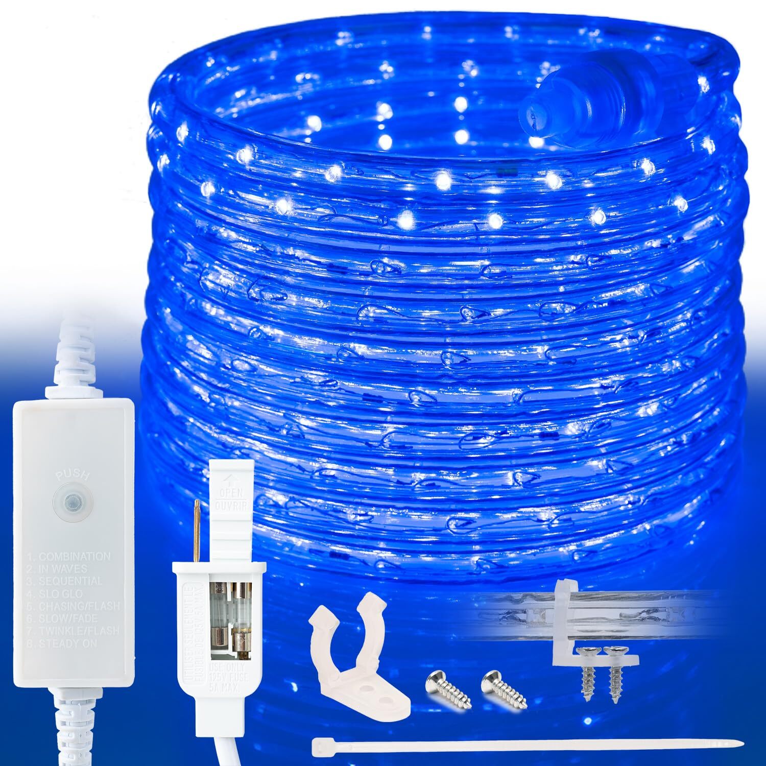 8-Mode LED Rope Light, Outdoor Waterproof Connectable Accent Lighting