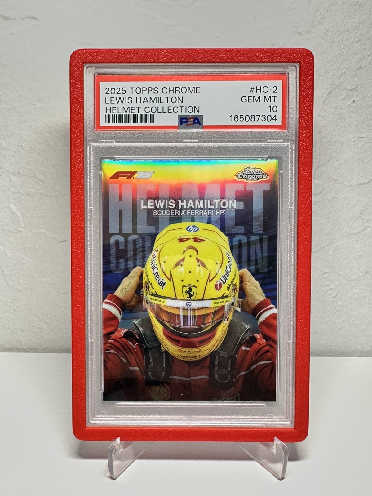 2025 TOPPS CHROME FORMULA 1 HELMET COLLECTION #HC-2 LEWIS HAMILTON PSA 10 2025 TOPPS CHROME FORMULA 1 HELMET COLLECTION #HC-2 LEWIS HAMILTON PSA 10