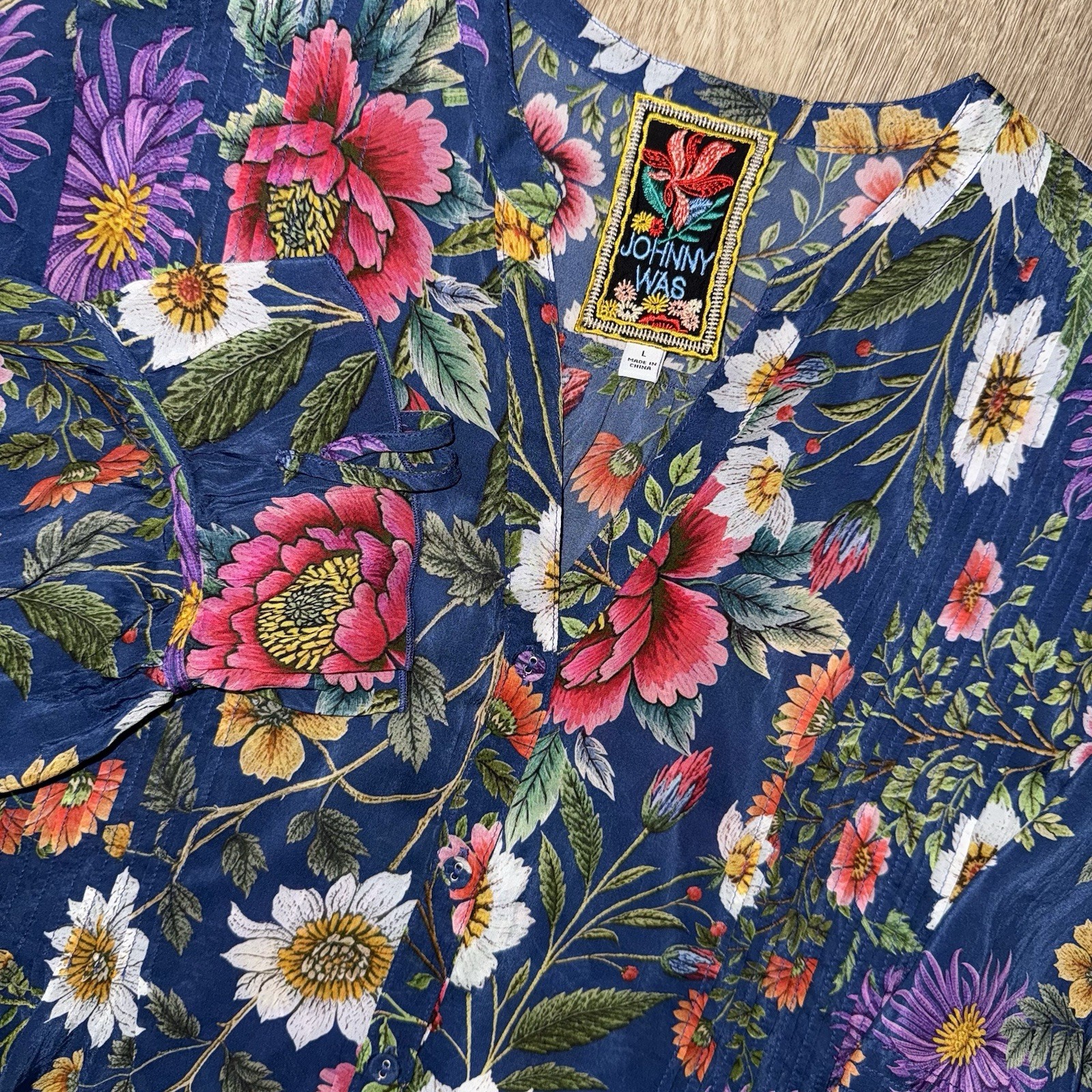 Johnny Was Darmis Blouse Lilla Women’s Large Floral Long Sleeve Cupro Colorful Johnny Was Darmis Blouse Lilla Women’s Large Floral Long Sleeve Cupro Colorful