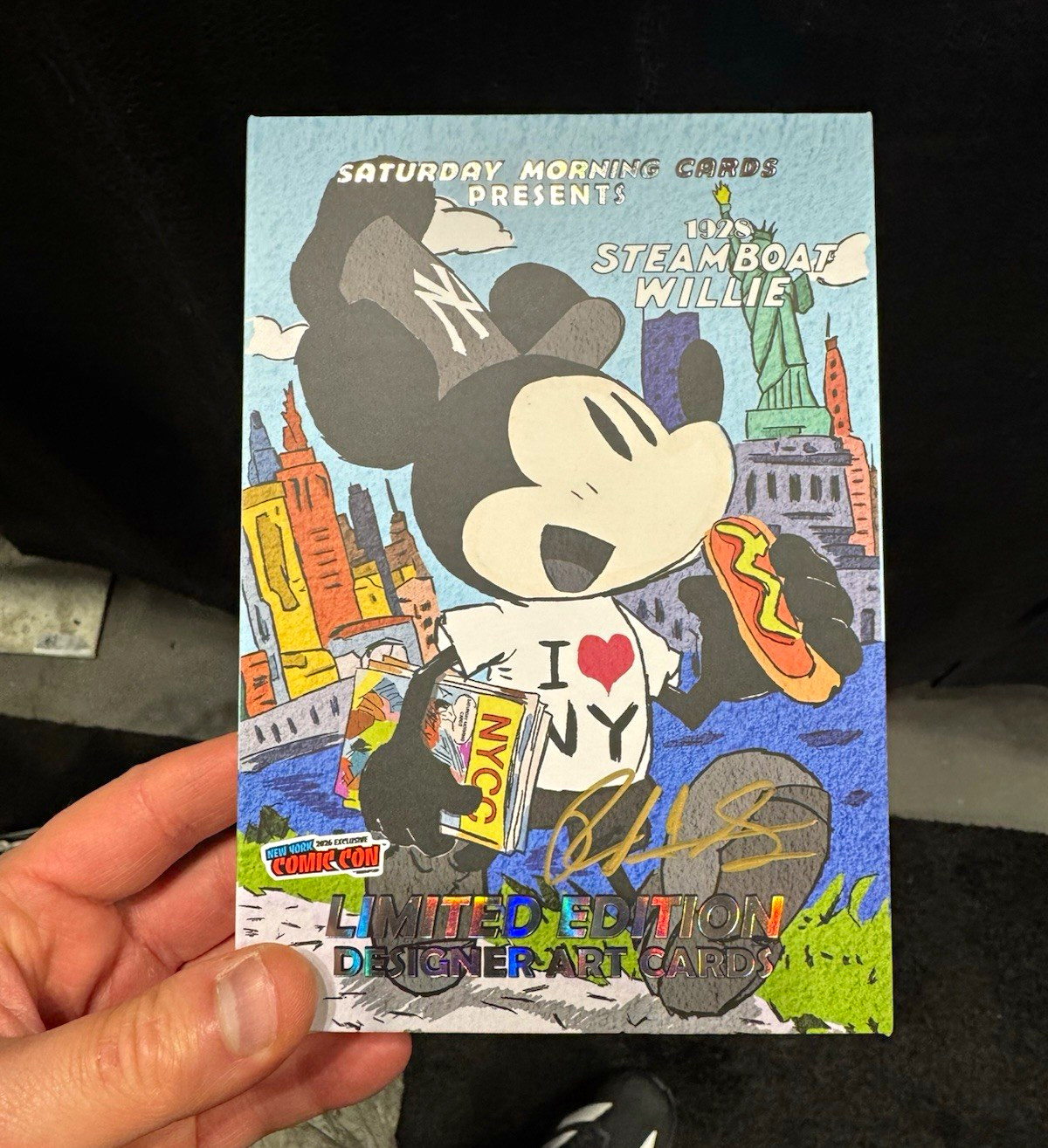 Saturday Morning Cards NYCC Steamboat Willie POOKEDOODLY SEALED AND SIGNED Saturday Morning Cards NYCC Steamboat Willie POOKEDOODLY SEALED AND SIGNED