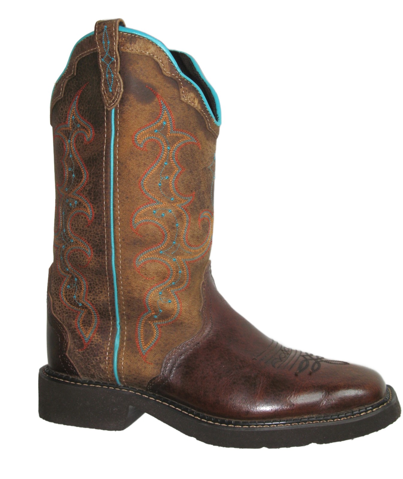 Justin Gypsy Raya Square-Toe Western Utility Boots Women Size 10 B Brown Leather