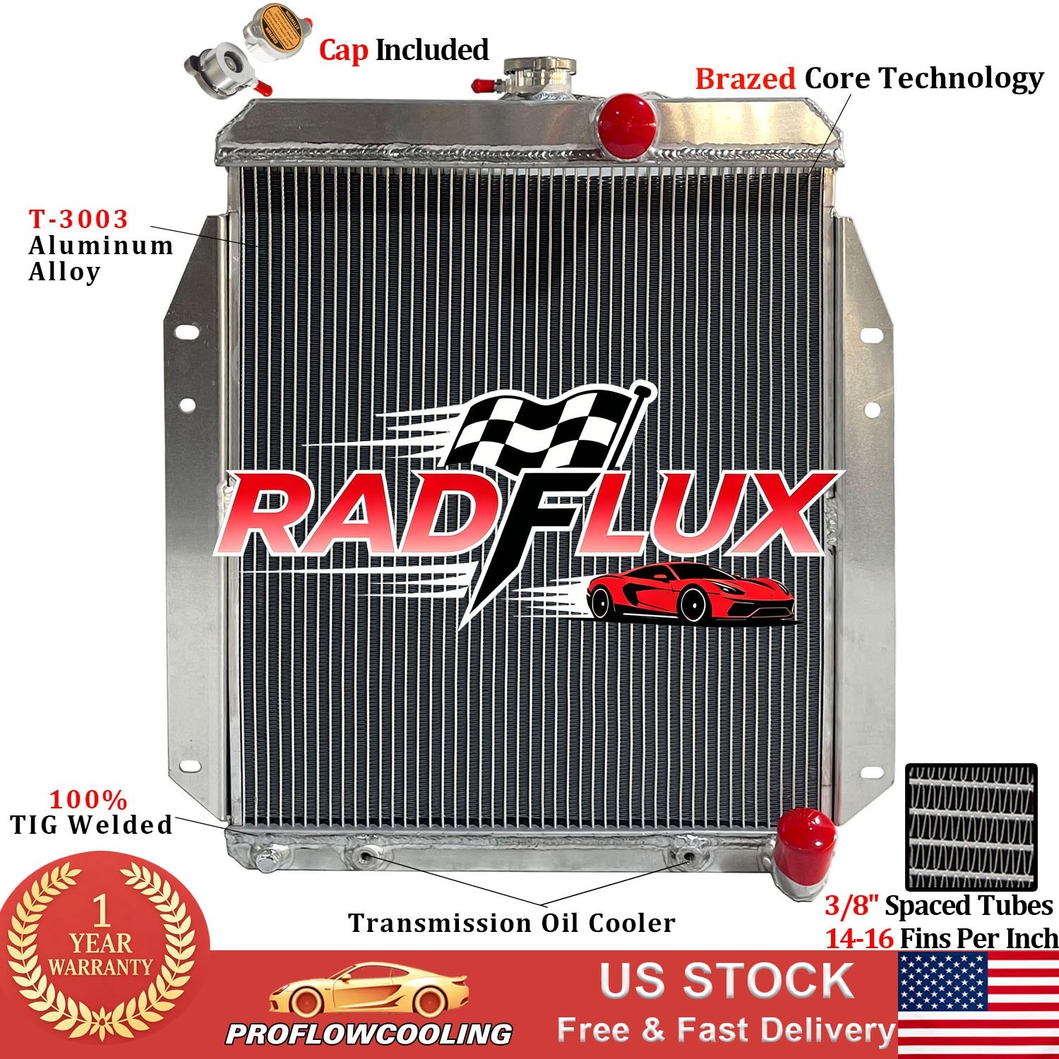 CC6665-6 Aluminum Radiator For 1964-1970 Dodge A100 Truck L6 Engine 2.8 3.2 3.7L