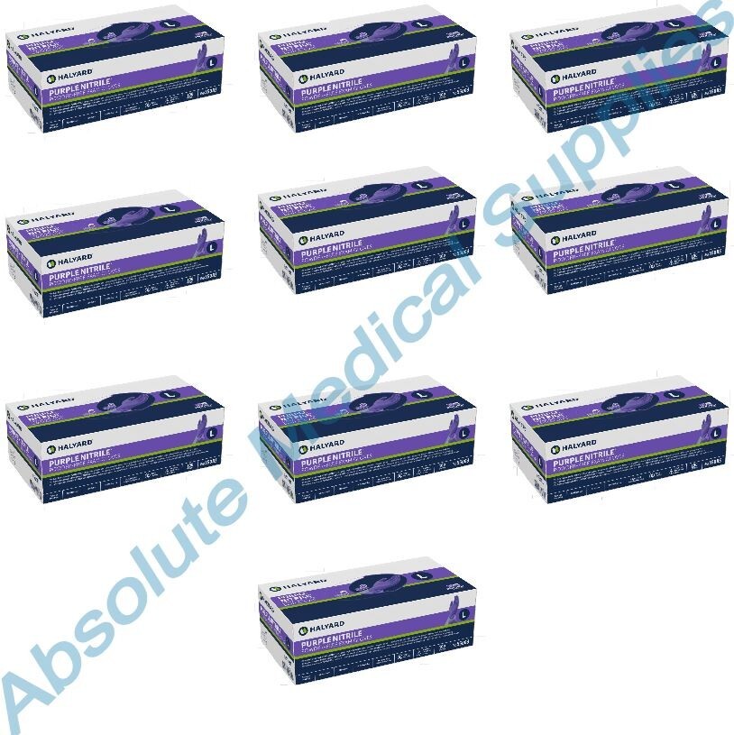 *1,000-Pieces* Halyard Purple Powder-Free Nitrile Exam Gloves Large 55083