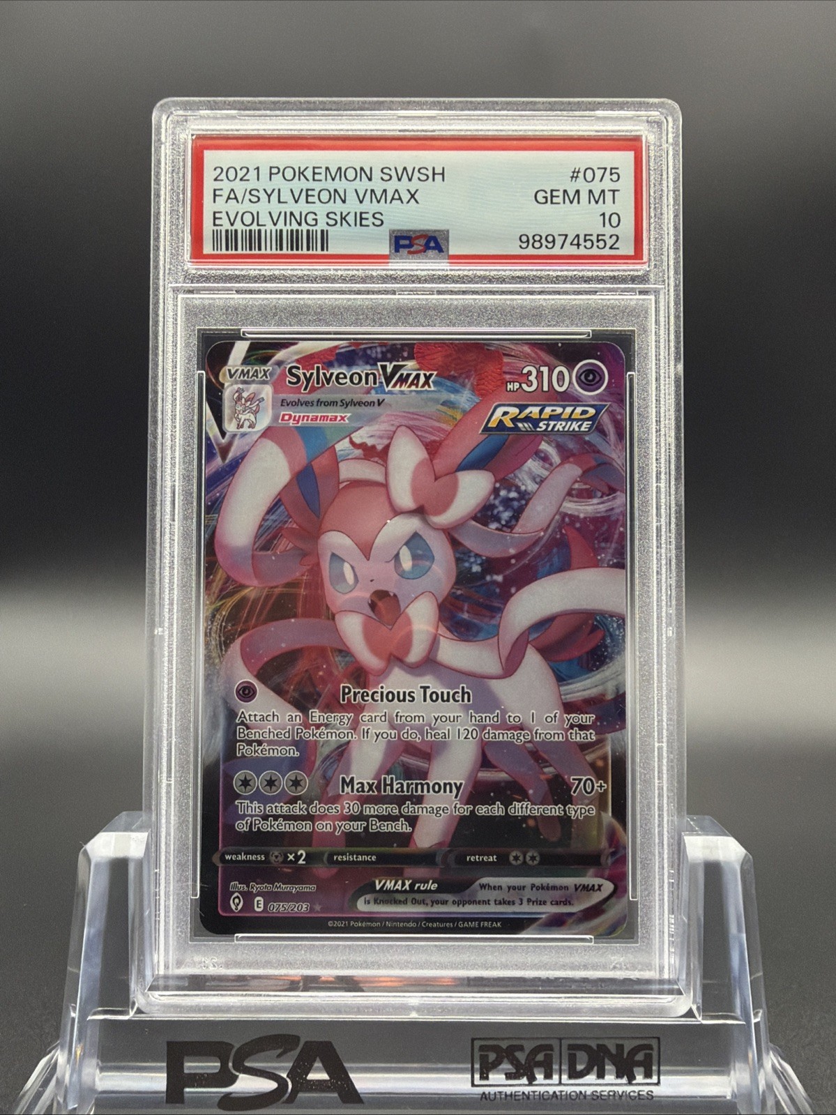 2021 Pokemon SWSH FA/SYLVEON V MAX #75 PSA 10 2021 Pokemon SWSH FA/SYLVEON V MAX #75 PSA 10