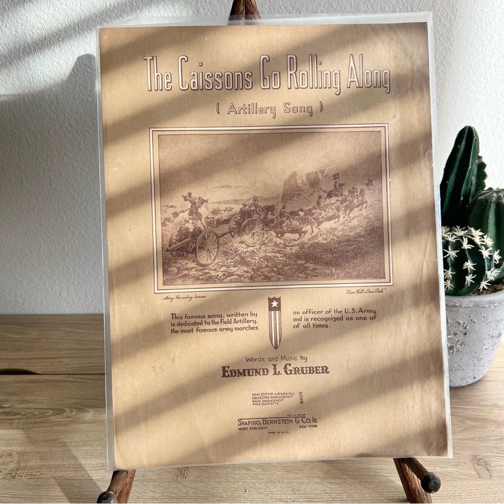 Vintage 1931 Caissons Go Rolling Along Sheet Music Army Artillery