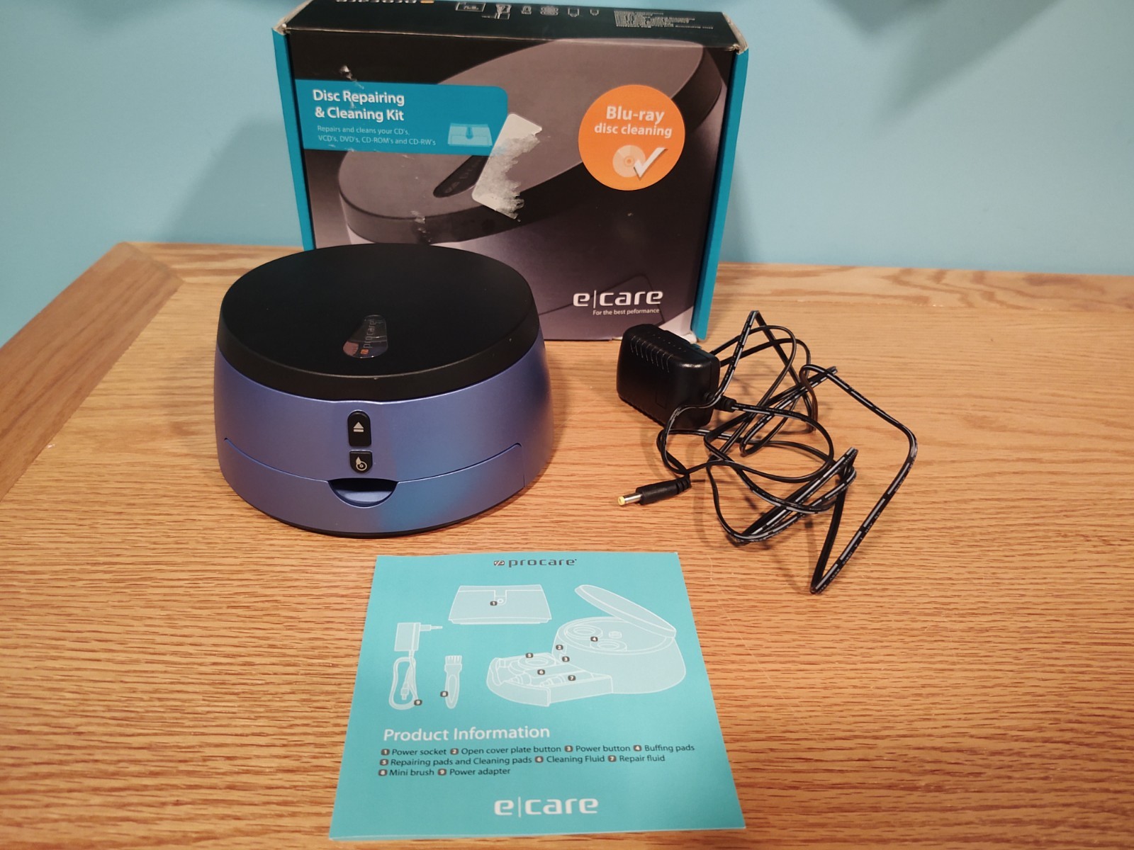 ProCare E-care DVD/CD Disc Cleaner and Reconditioner Cleans Blu-Ray & Game Discs ProCare E-care DVD/CD Disc Cleaner and Reconditioner Cleans Blu-Ray & Game Discs