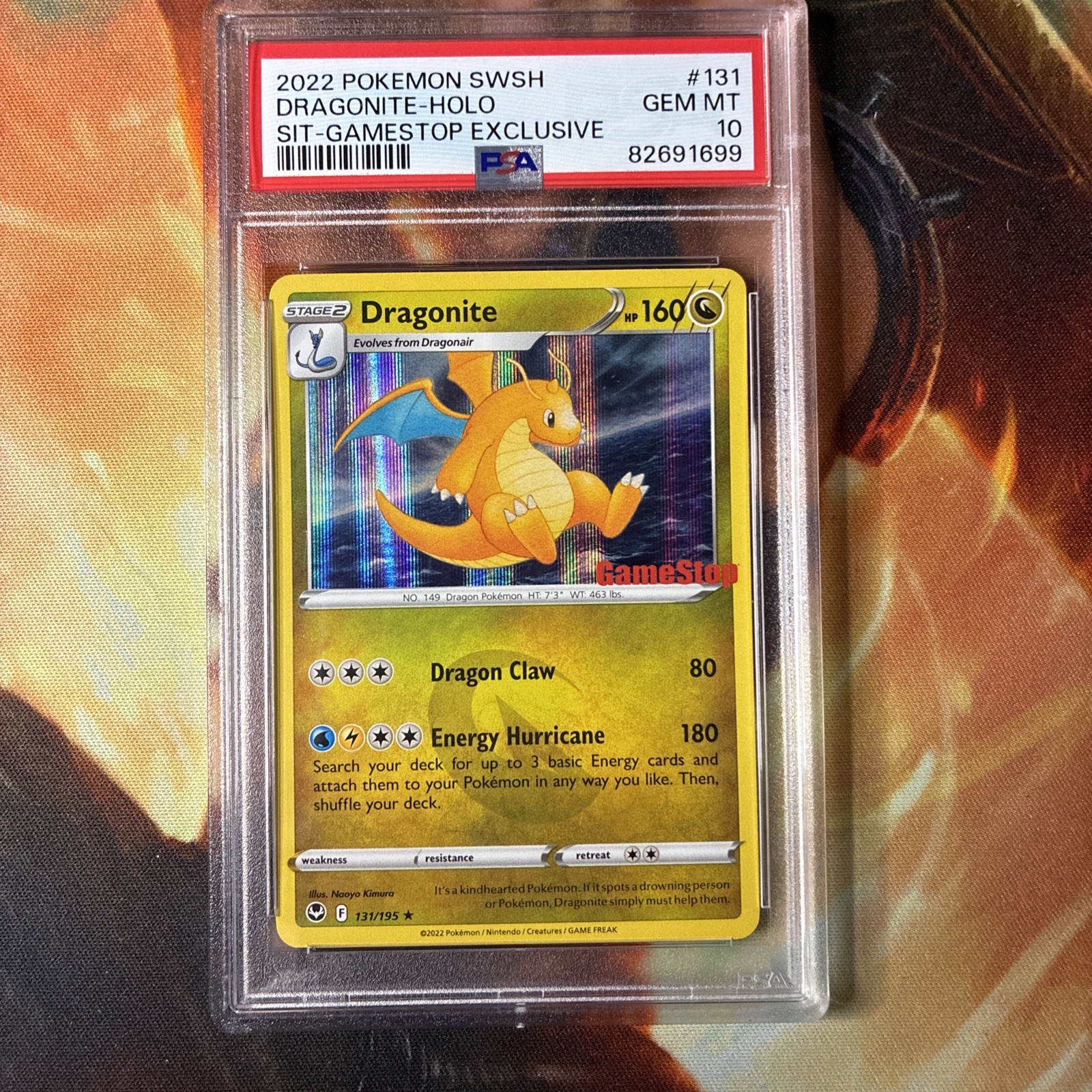 2022 POKEMON SWSH SILVER TEMPEST GAMESTOP EXCLUSIVE HOLO #131 DRAGONITE PSA 10