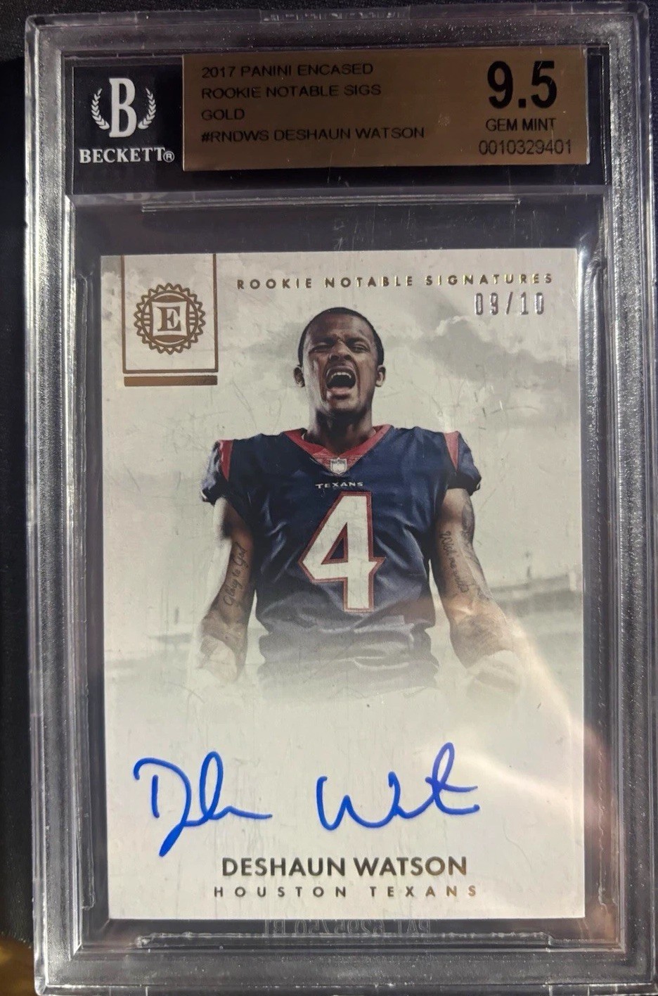 2017 Panini Encased Rookie Endorsements Deshaun Watson RC Gold /10 Auto RE-DWS 2017 Panini Encased Rookie Endorsements Deshaun Watson RC Gold /10 Auto RE-DWS