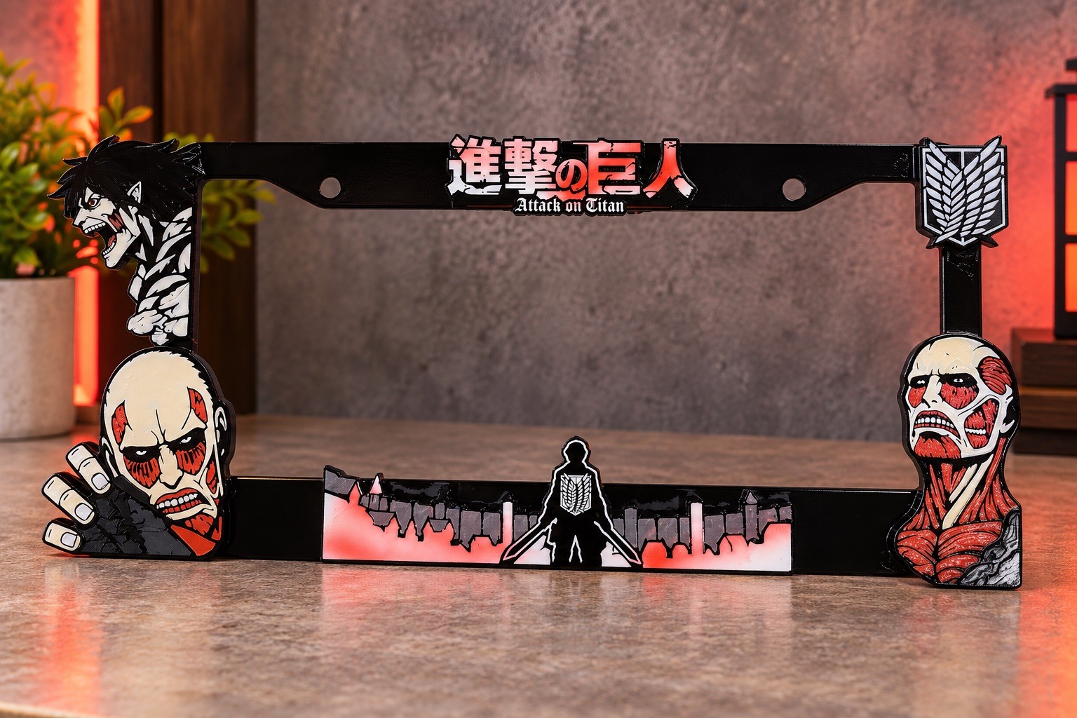 Attack On Titan License Frame Premium Black Metal-Handpainted-Made to Order