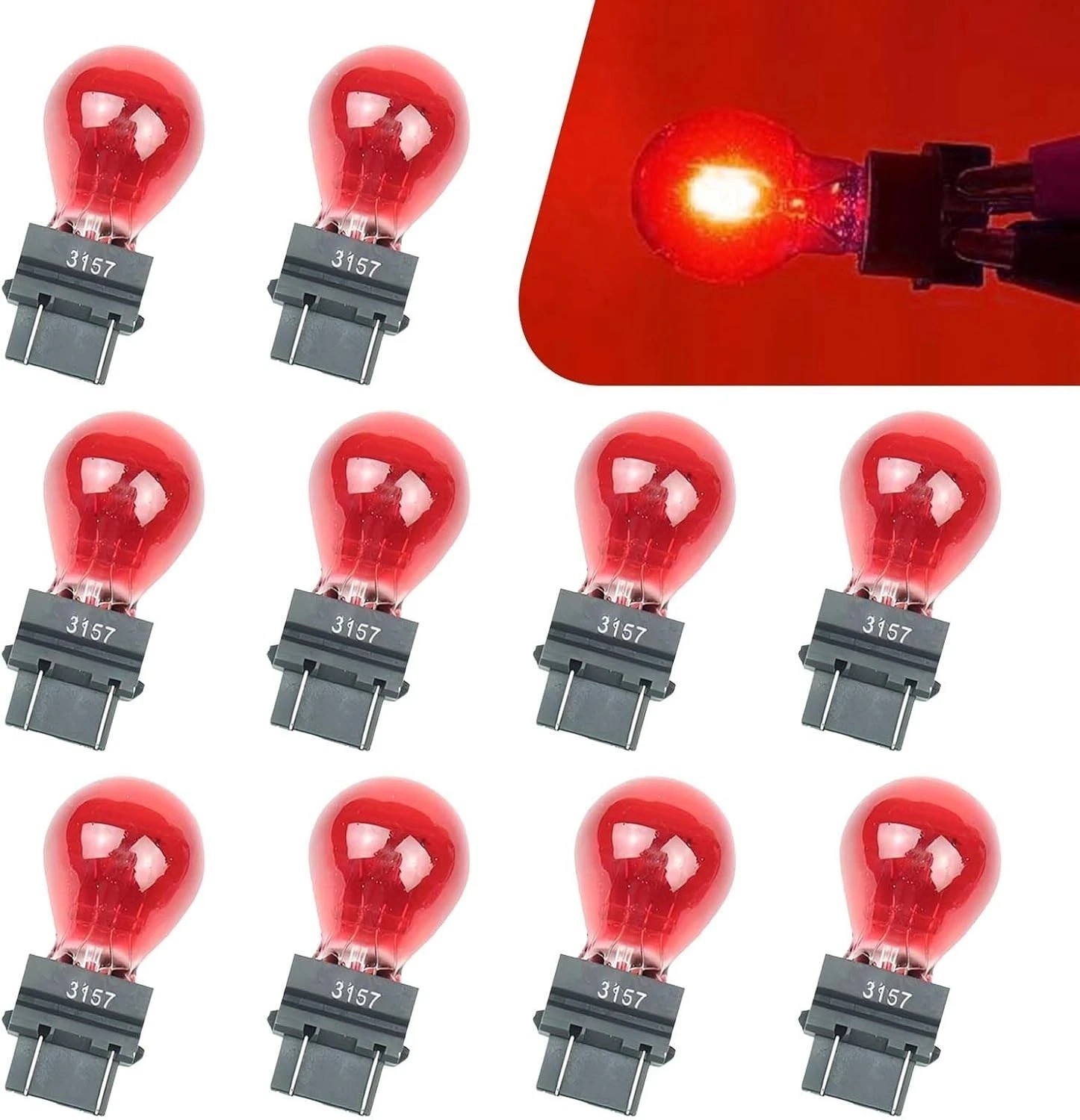 10PCS 3157 Bulb Tail Light Bulbs, Car Instrument Light Bulb, Automobile Red 10PCS 3157 Bulb Tail Light Bulbs, Car Instrument Light Bulb, Automobile Red