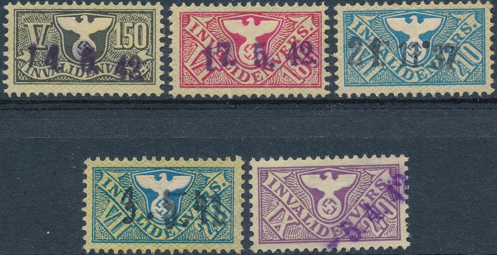 BS Stamp Authentic Lot Germany Revenue 1942 WWII Third Reich Vacation U 2