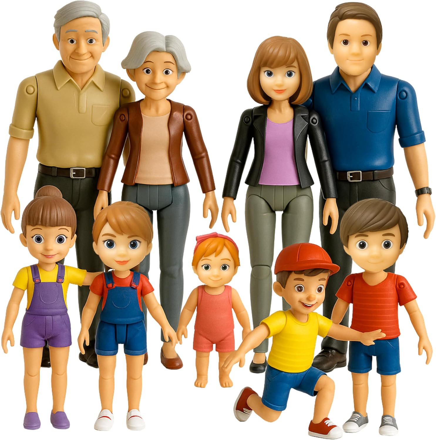 Dollhouse People, Bendable Dollhouse Family Set – 9 Poseable Figures Including G