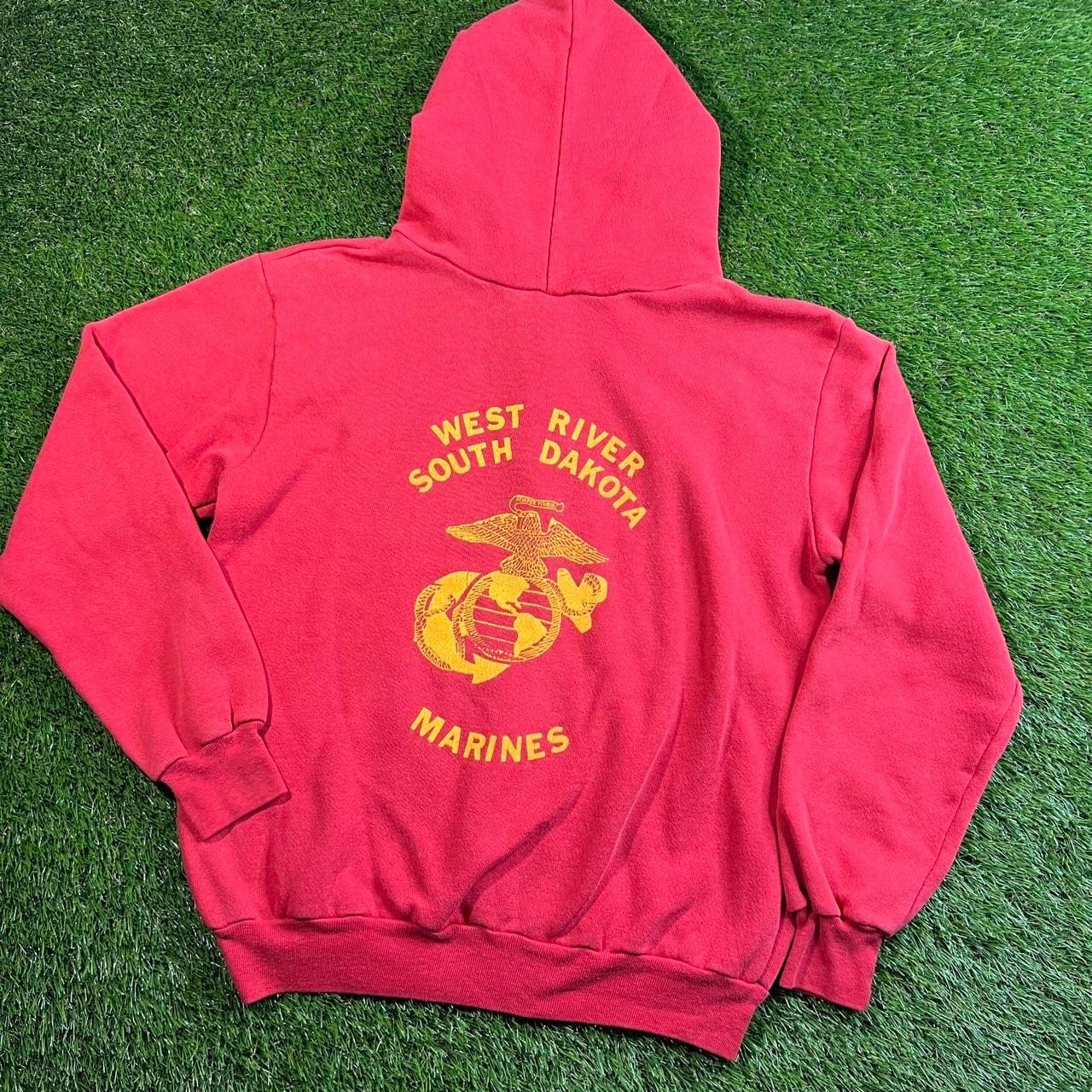 Vintage 1980s Dodger Sportswear USMC West River South Dakota Marines Hoodie Mens