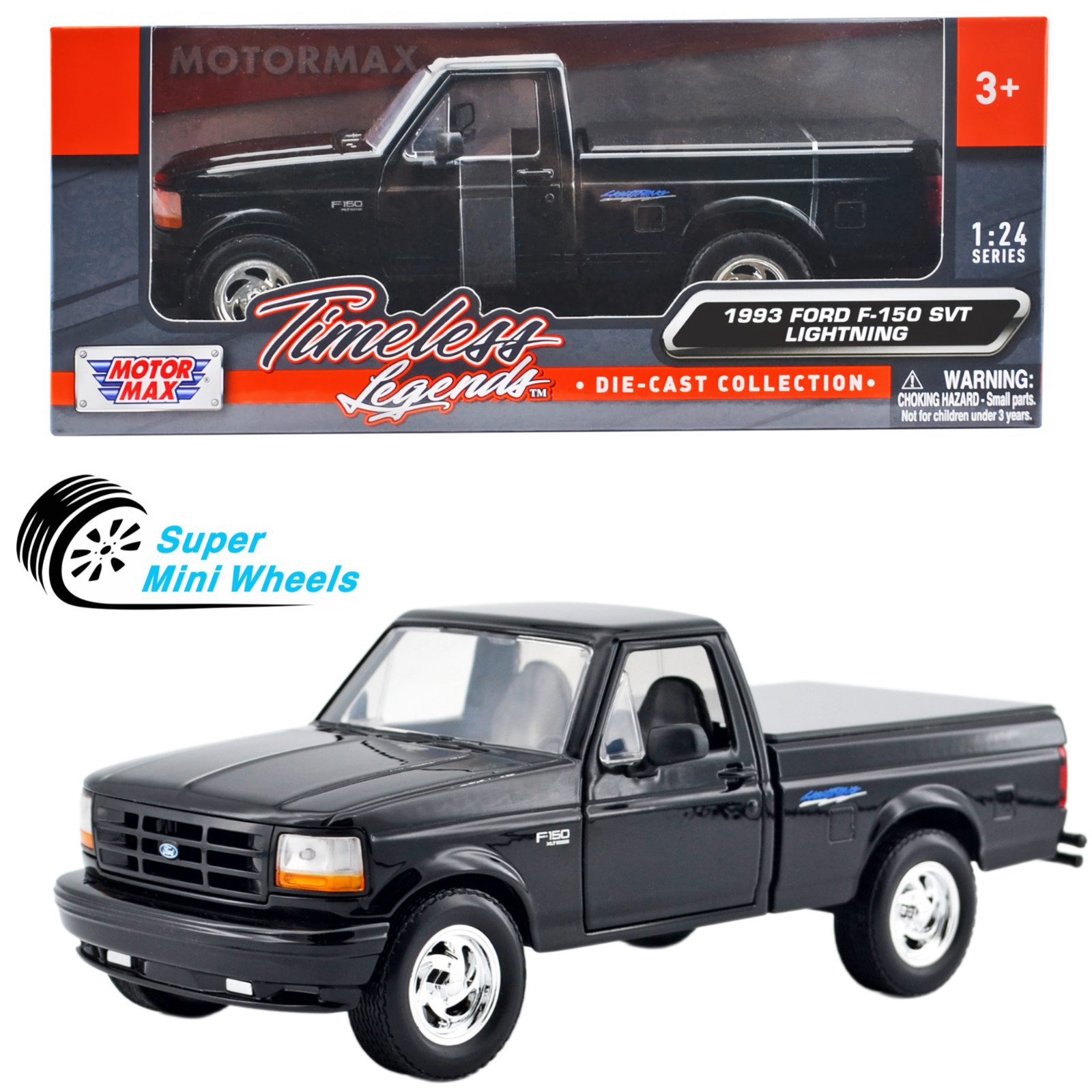 Motormax 1:24 1993 Ford F-150 SVT Lightning Black